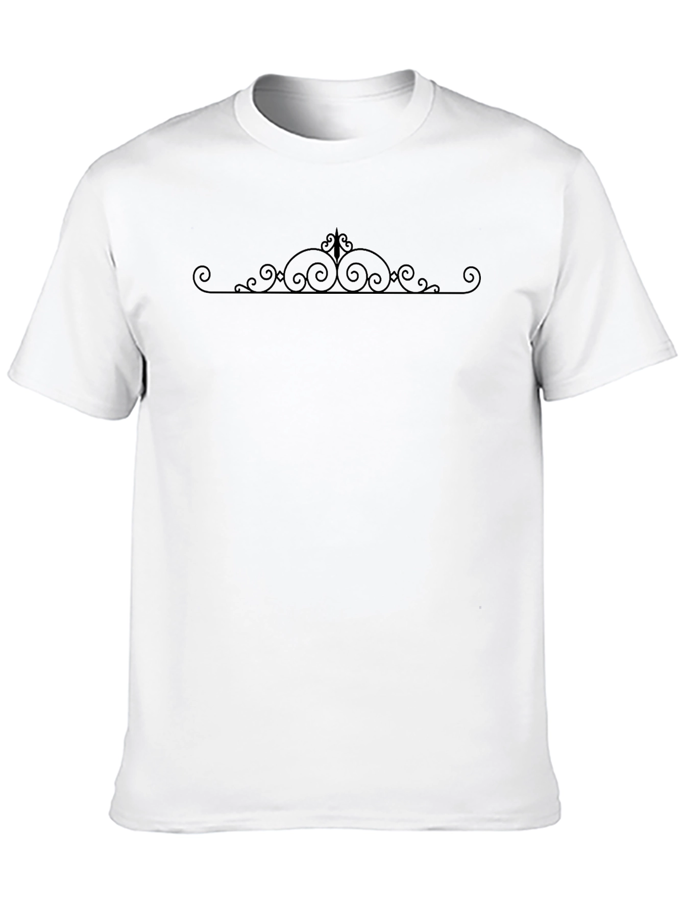 Elegant Scroll Design Black T-Shirt