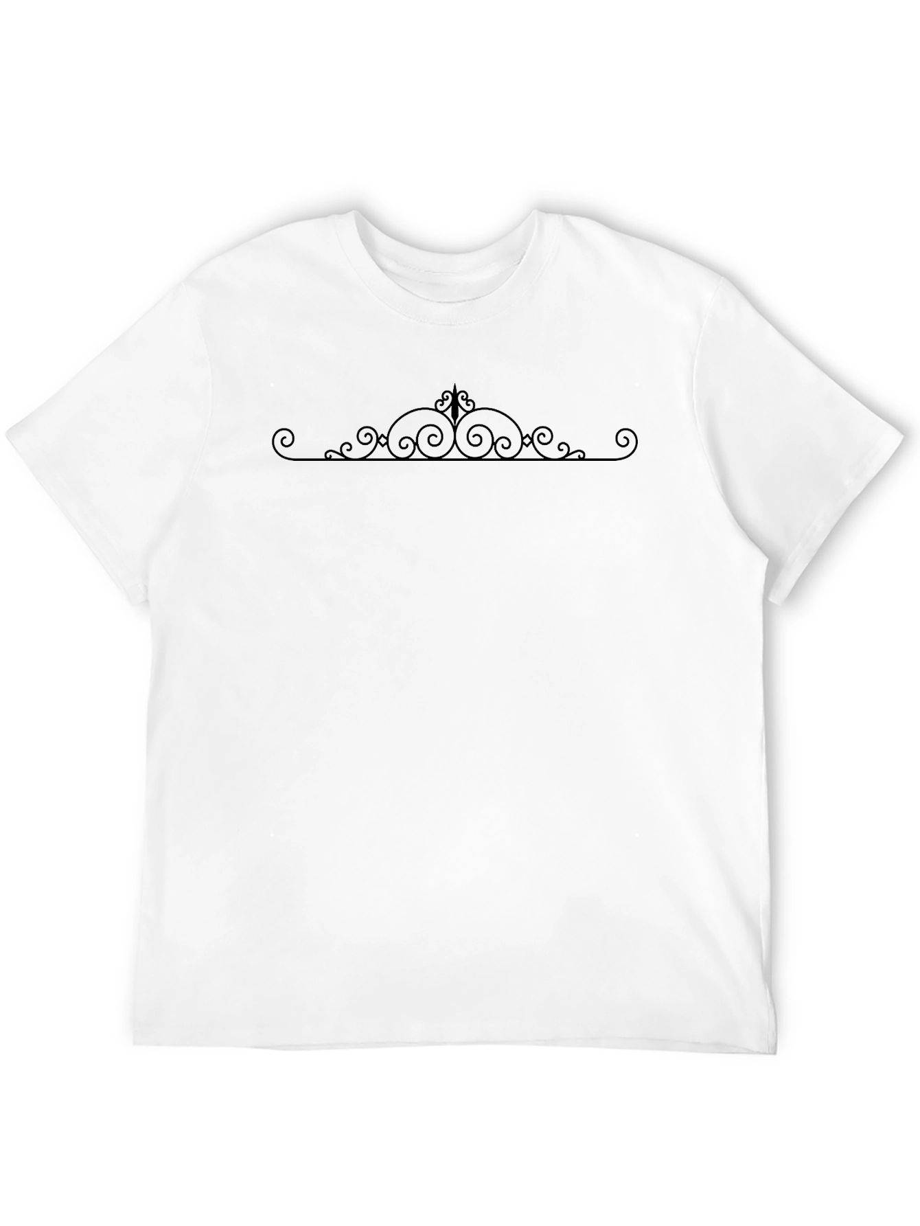 Elegant Scroll Design Black T-Shirt