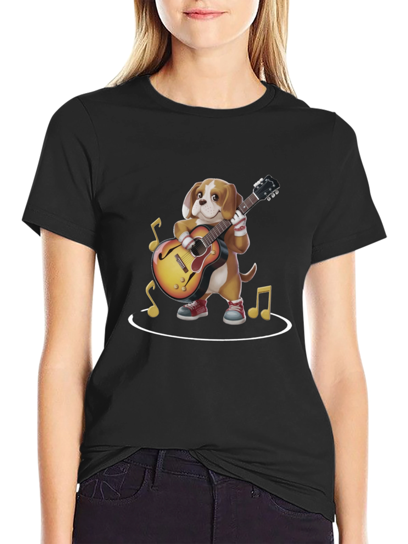 Dog Playing Guitar Graphic Tee