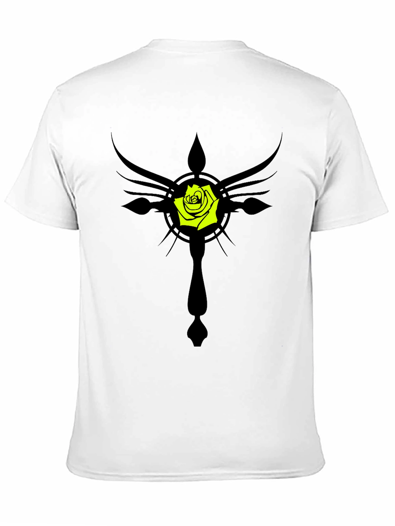 Rose Cross Graphic Black T-Shirt