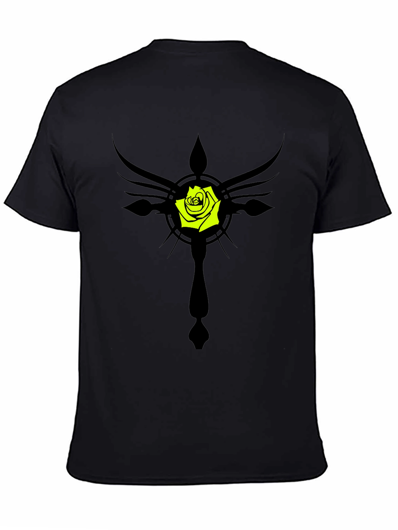 Rose Cross Graphic Black T-Shirt