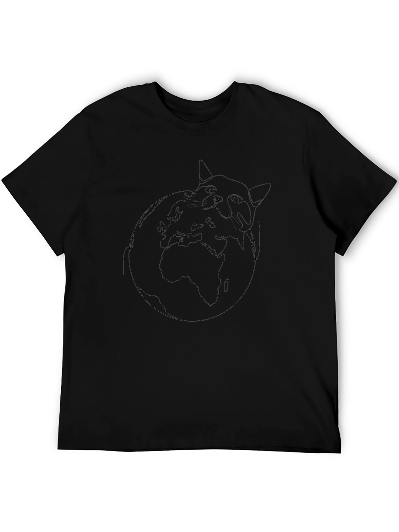 Earth Cat Graphic Tee - Black Cotton Comfort