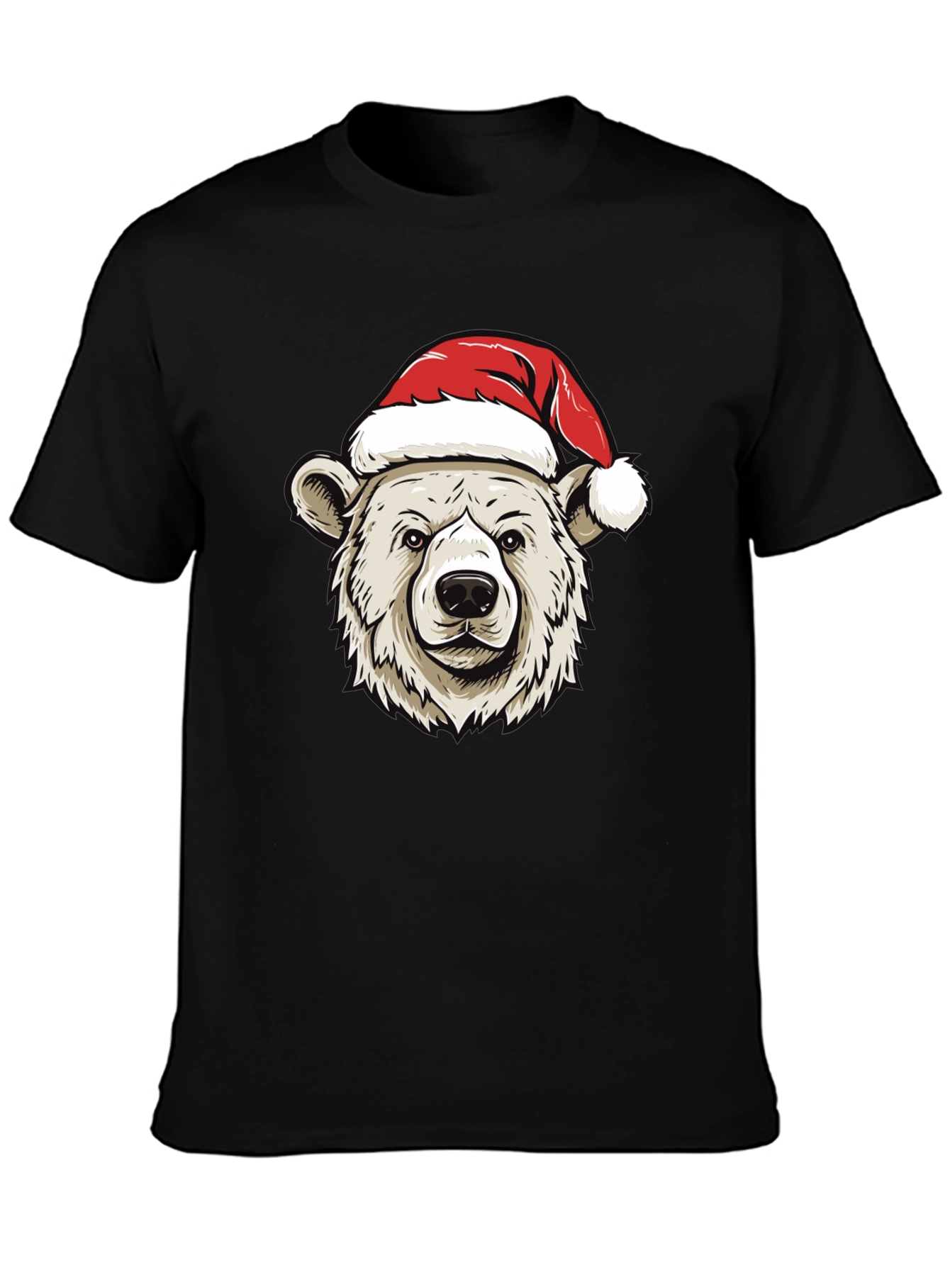 Holiday Bear Graphic Tee - Christmas Santa Hat