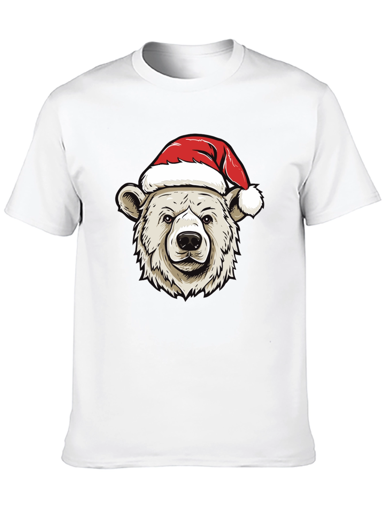 Holiday Bear Graphic Tee - Christmas Santa Hat
