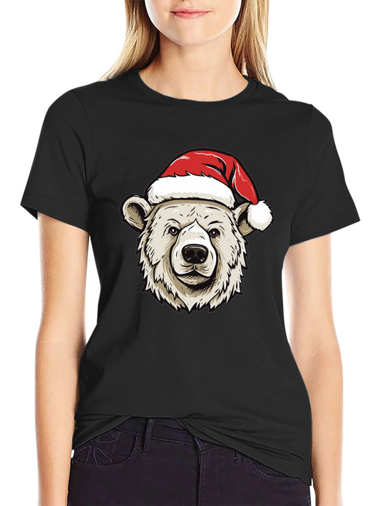 Holiday Bear Graphic Tee - Christmas Santa Hat