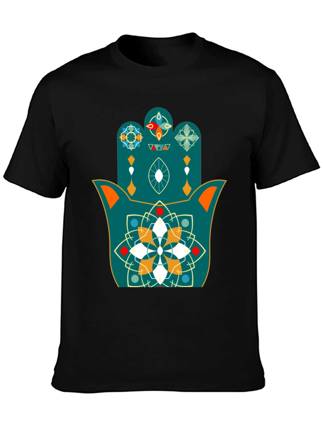 Hamsa Hand Graphic Print Black T-Shirt