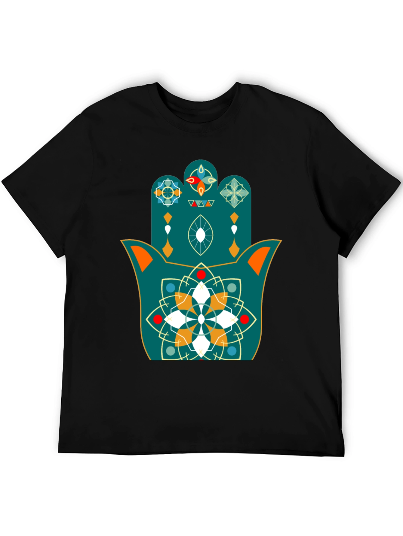 Hamsa Hand Graphic Print Black T-Shirt