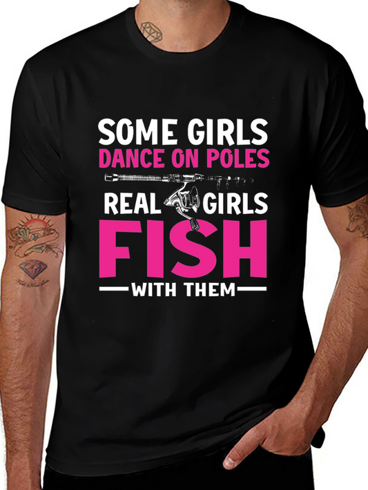 Fishing Girls T-Shirt - Dance on Poles Humor Tee