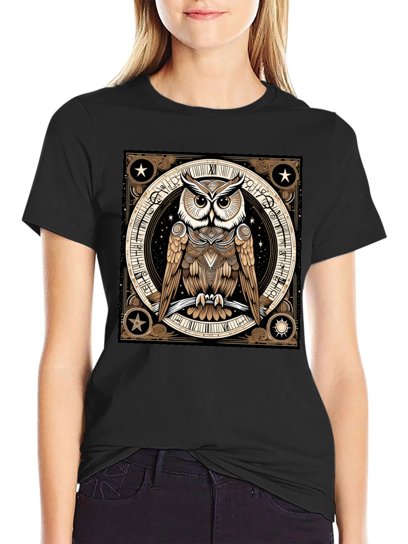 Mystic Owl Graphic Tee - Black