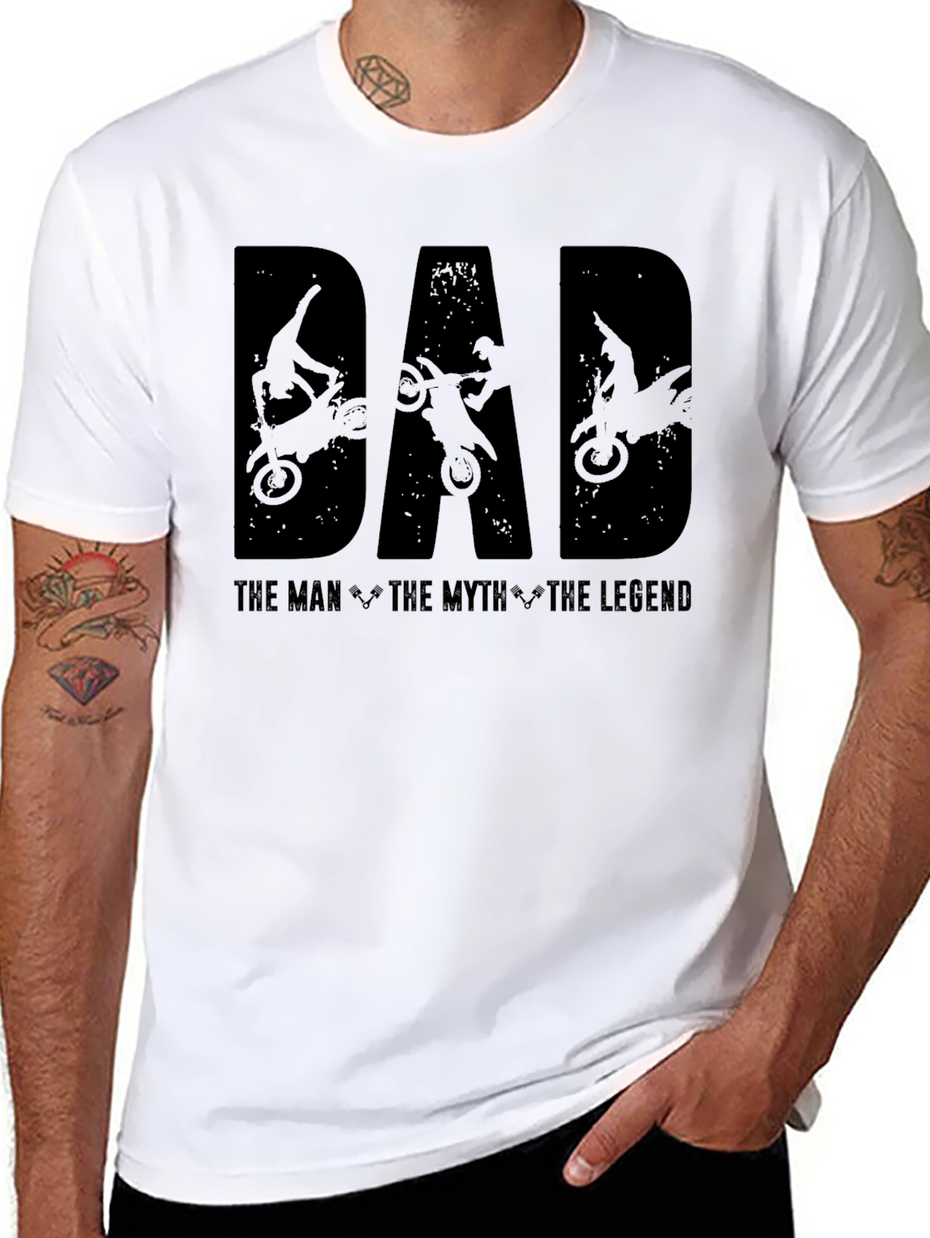 Dad Motocross Legend Black Graphic T-Shirt
