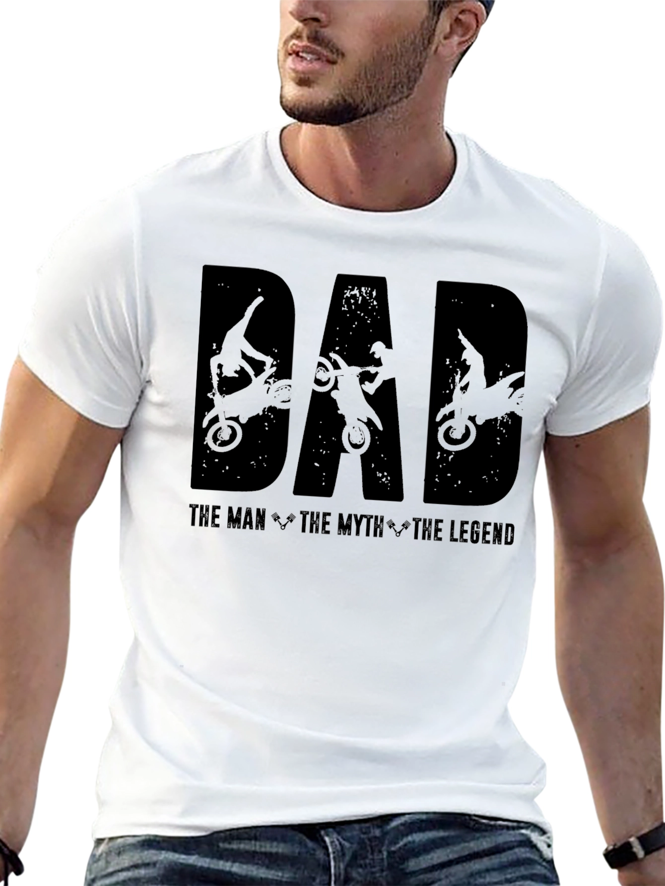 Dad Motocross Legend Black Graphic T-Shirt