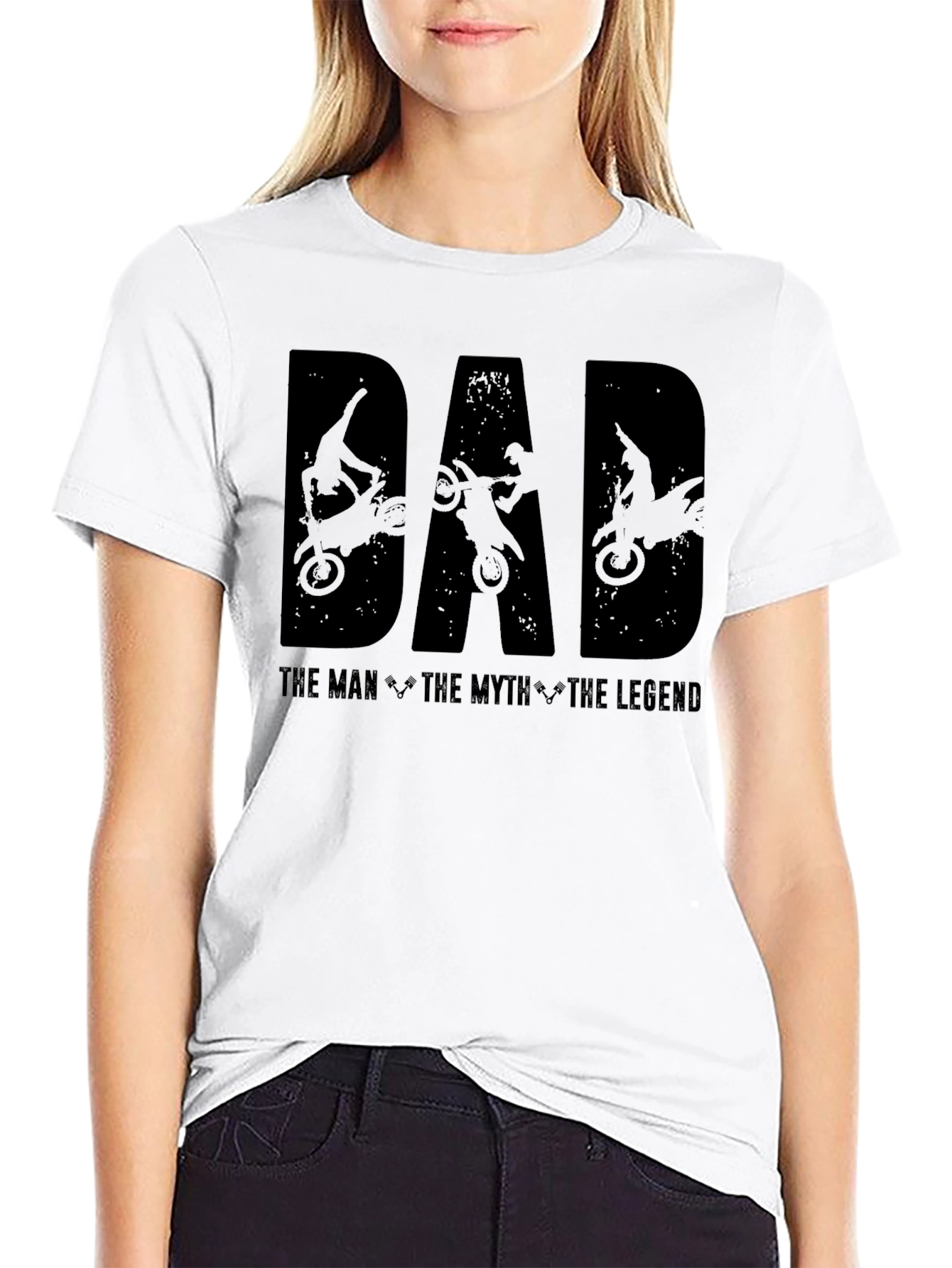 Dad Motocross Legend Black Graphic T-Shirt