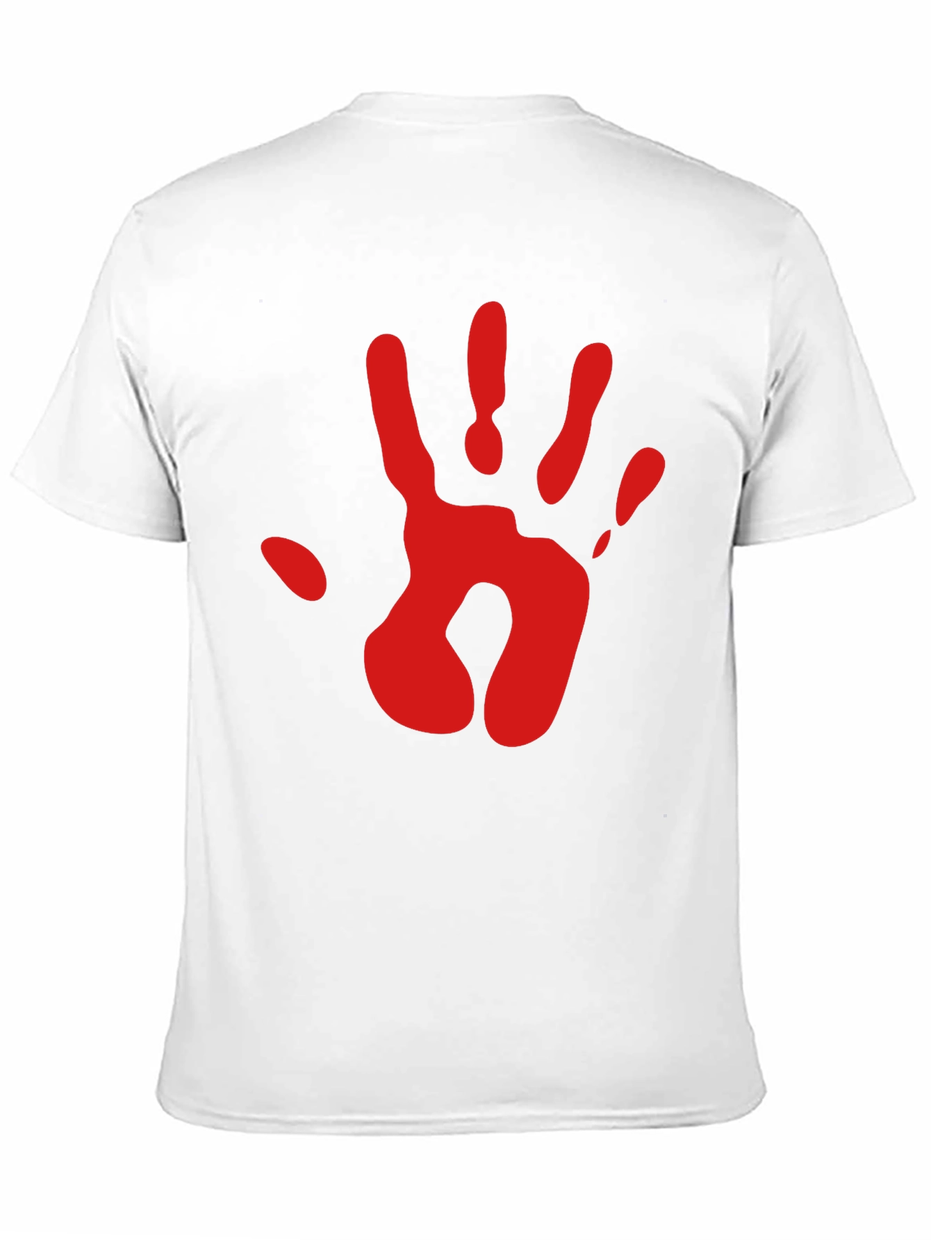 Red Handprint Graphic Tee - Black Cotton Blend T-Shirt
