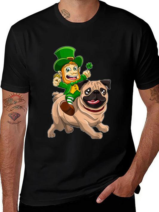 St. Patricks Day Leprechaun Riding a Pug T-Shirt