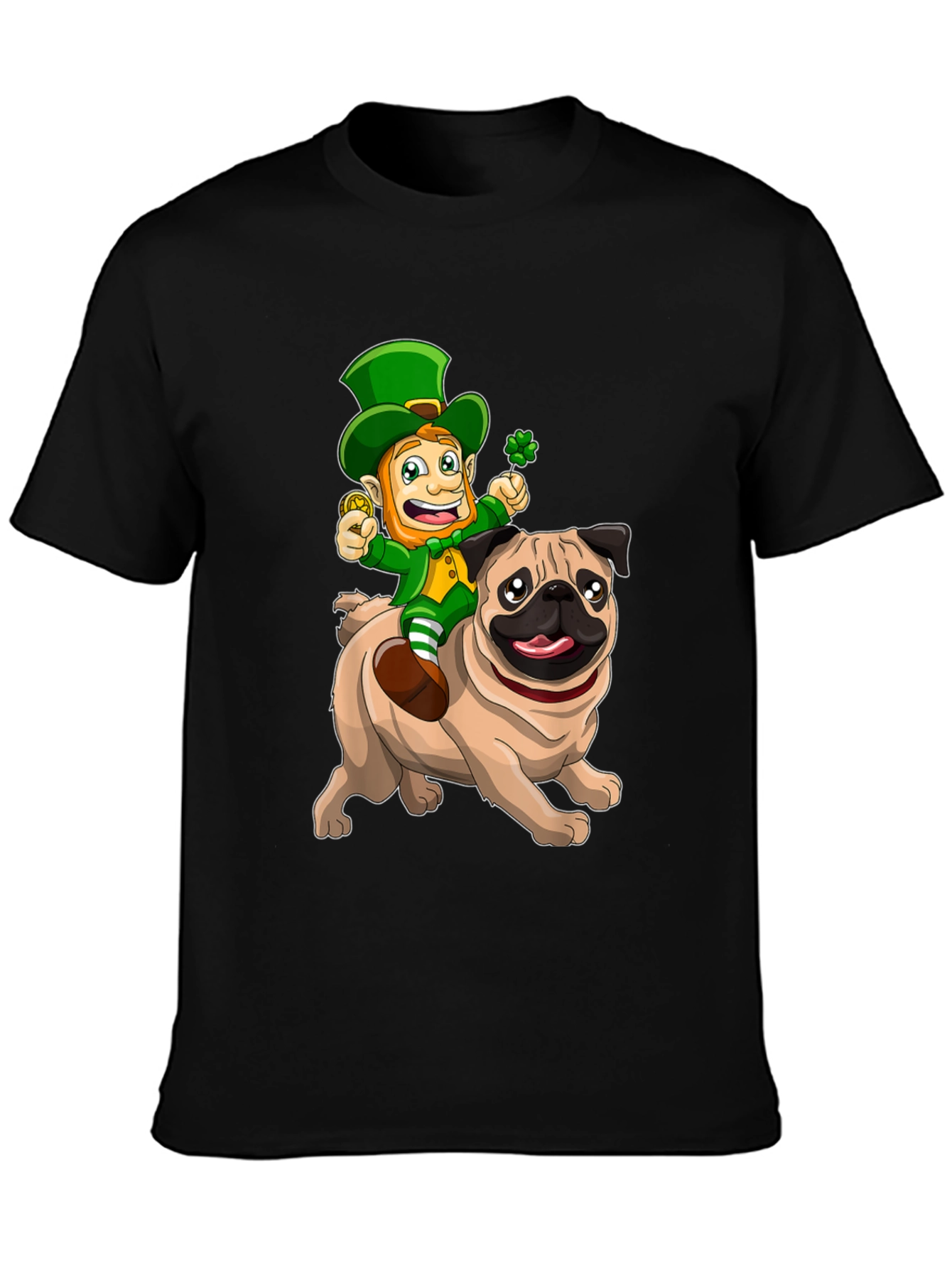 St. Patricks Day Leprechaun Riding a Pug T-Shirt