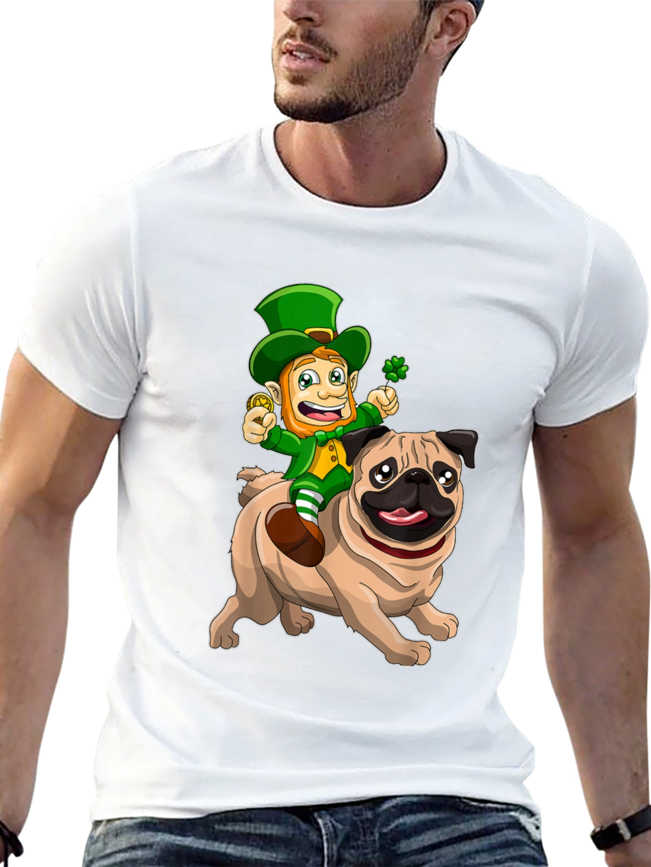 St. Patricks Day Leprechaun Riding a Pug T-Shirt