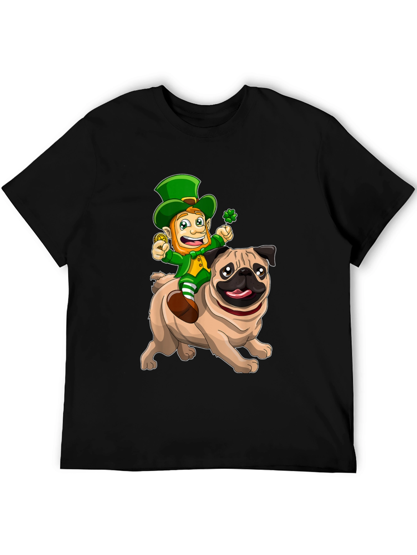 St. Patricks Day Leprechaun Riding a Pug T-Shirt