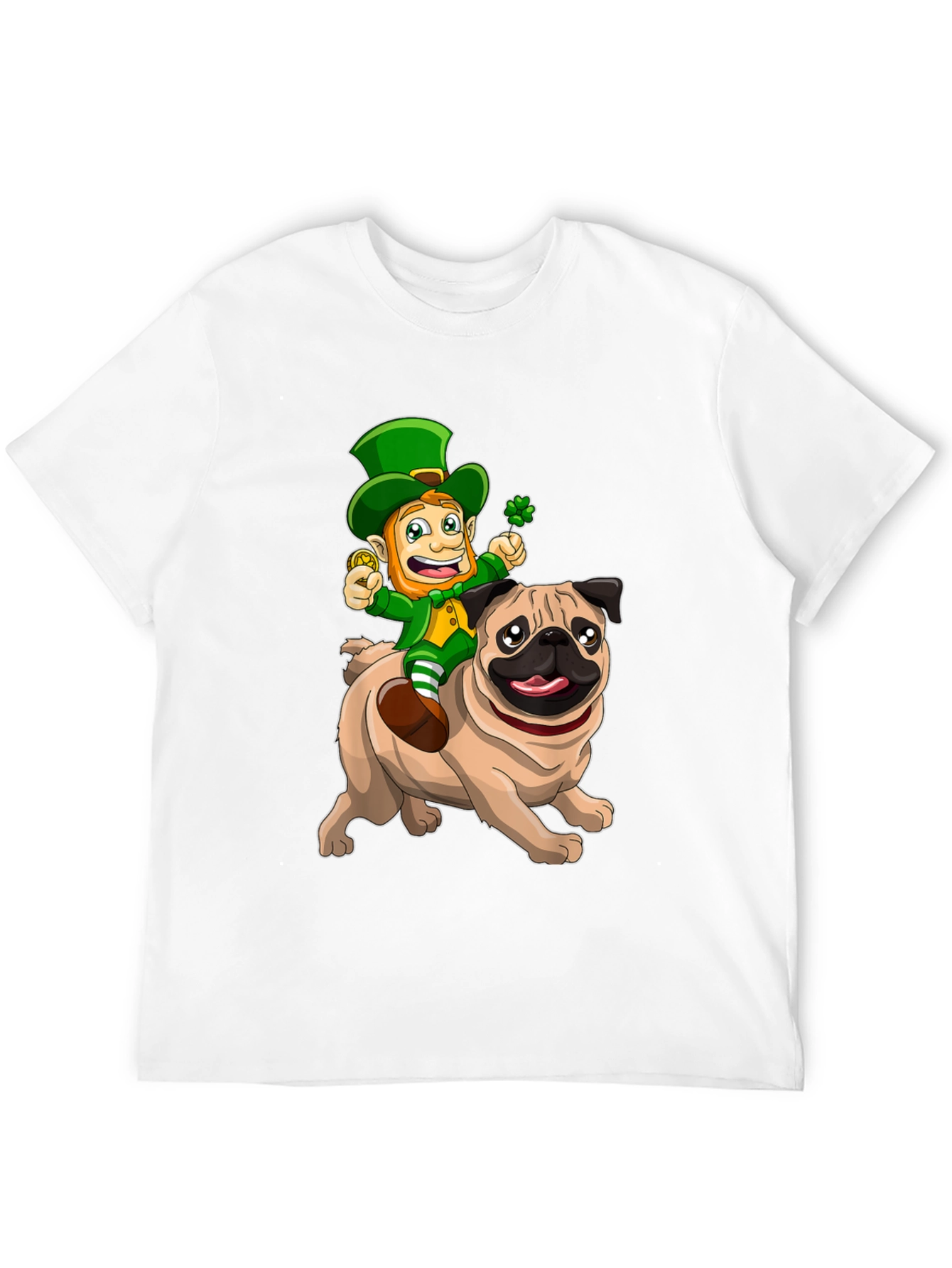 St. Patricks Day Leprechaun Riding a Pug T-Shirt