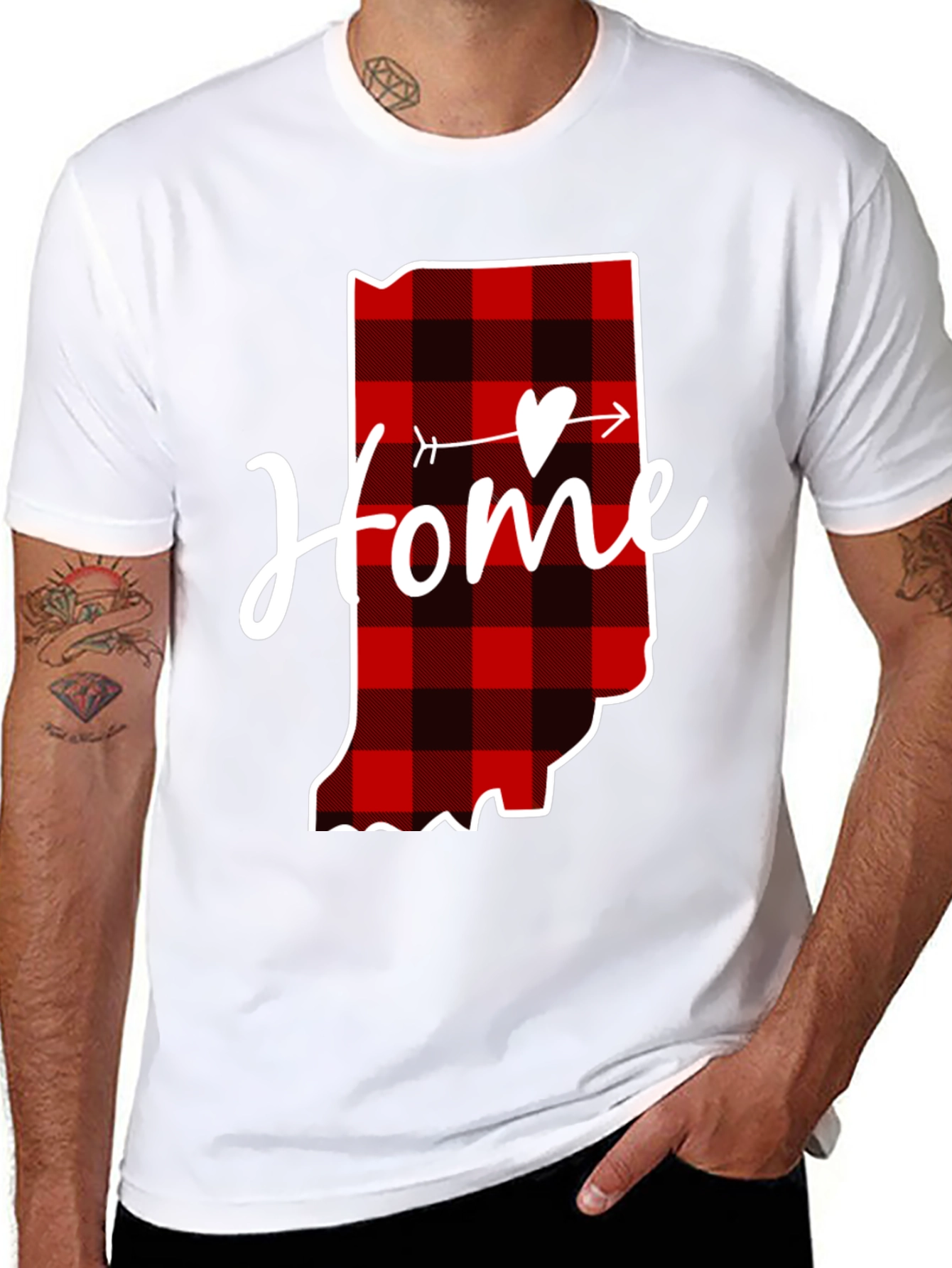 Home State Buffalo Plaid Heart T-Shirt