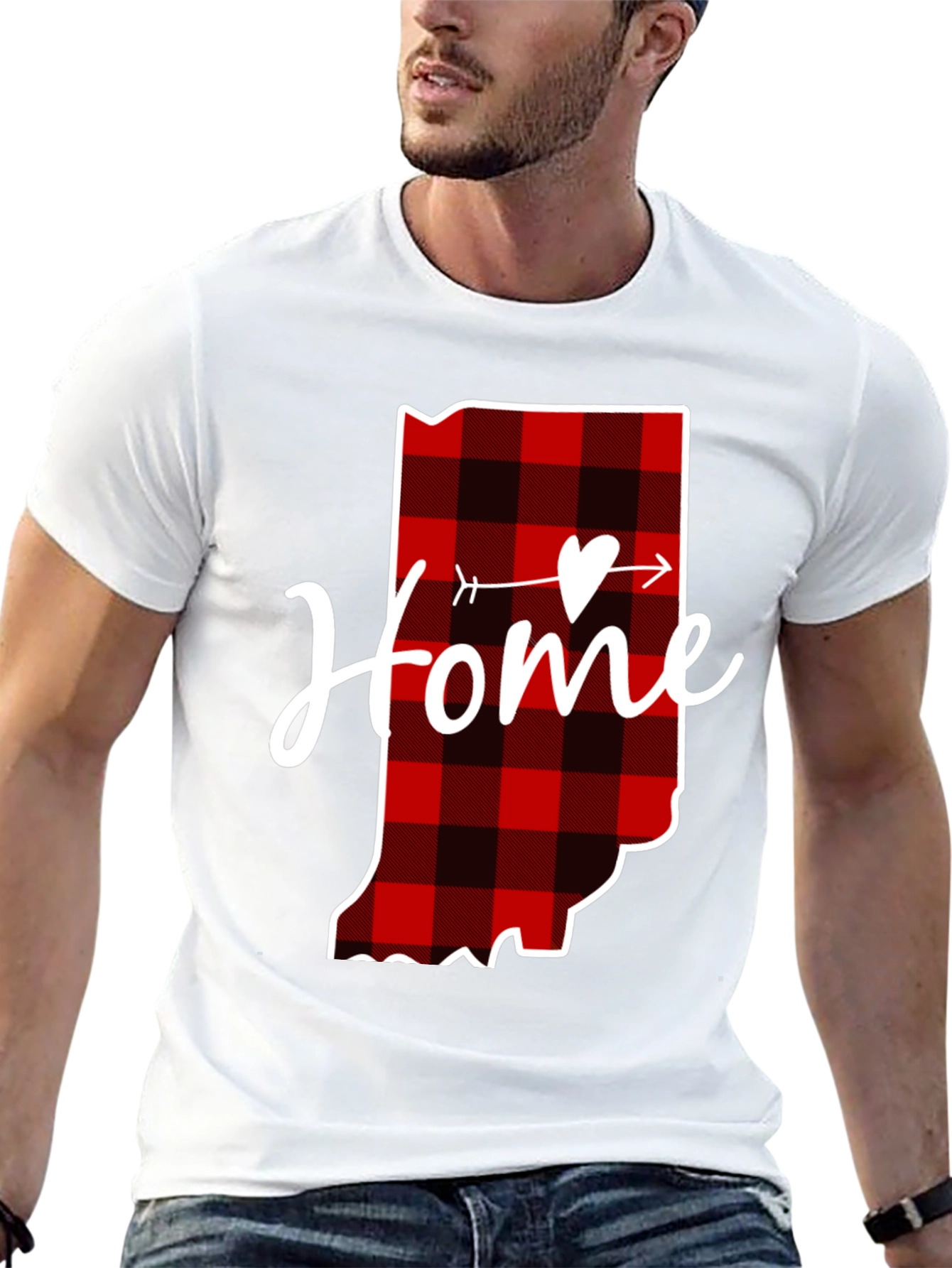 Home State Buffalo Plaid Heart T-Shirt