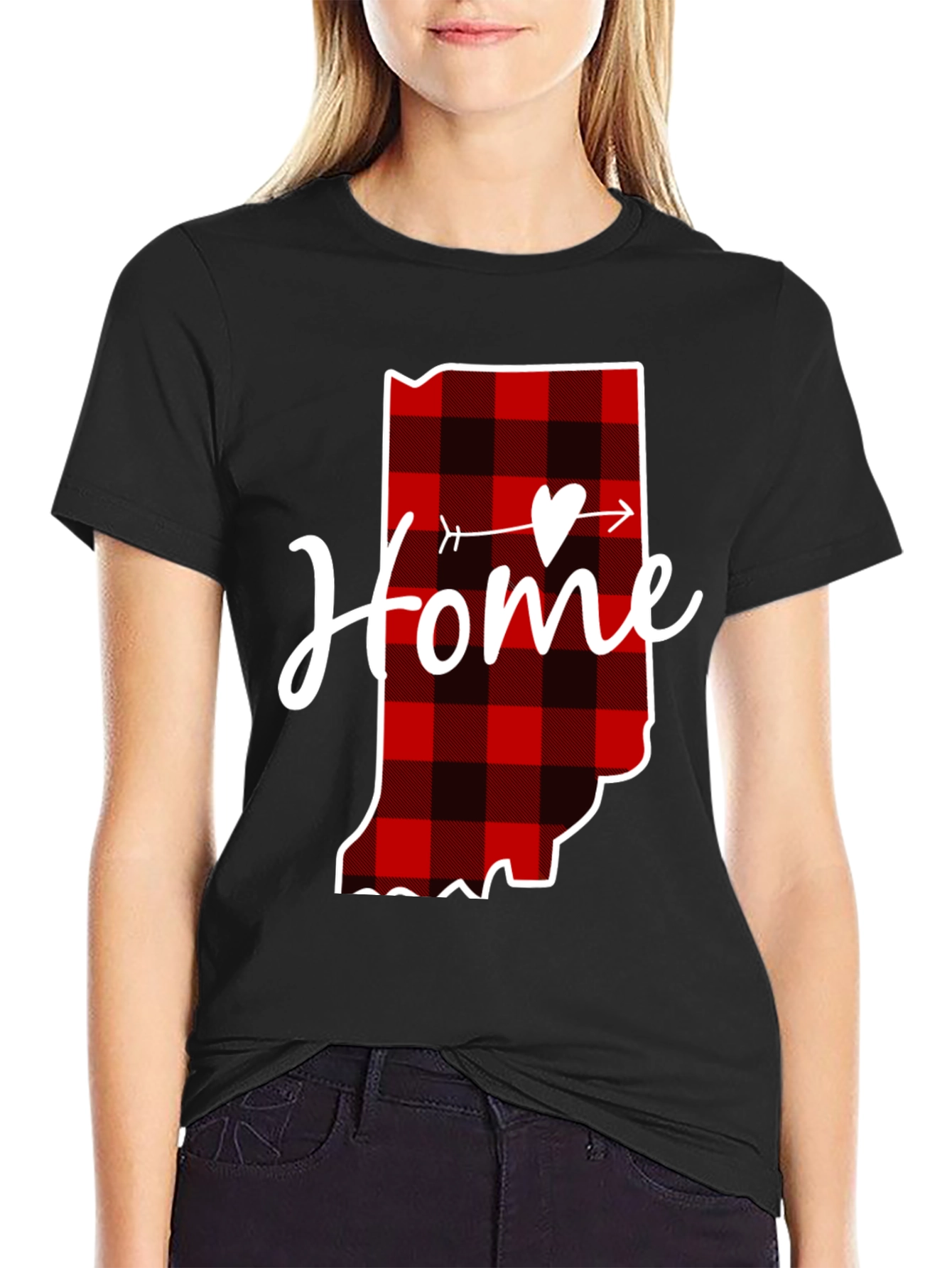 Home State Buffalo Plaid Heart T-Shirt