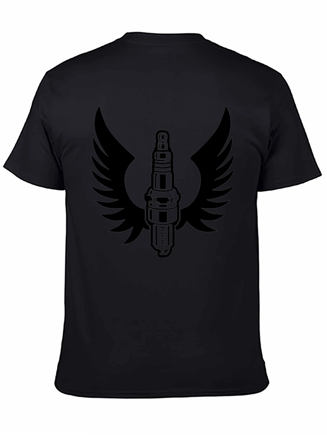 Winged Spark Plug Graphic Tee - Black