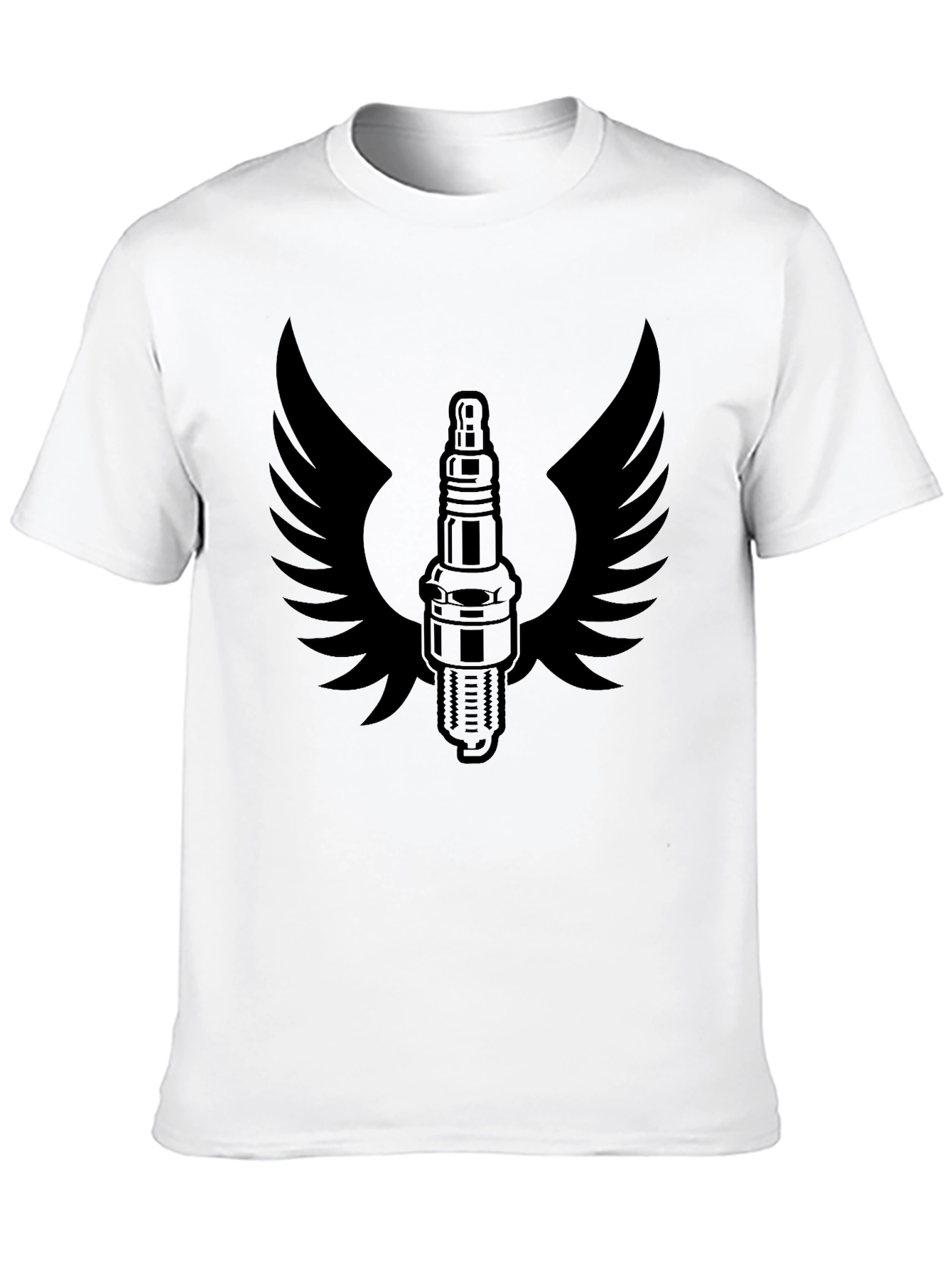 Winged Spark Plug Graphic Tee - Black