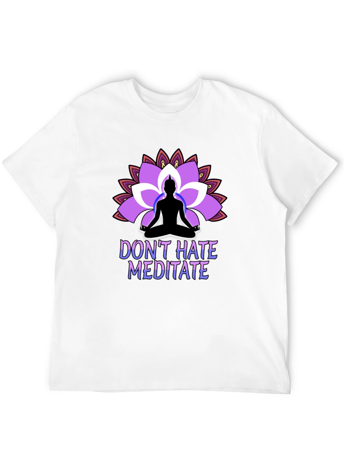 Dont Hate Meditate Black T-Shirt Lotus Design