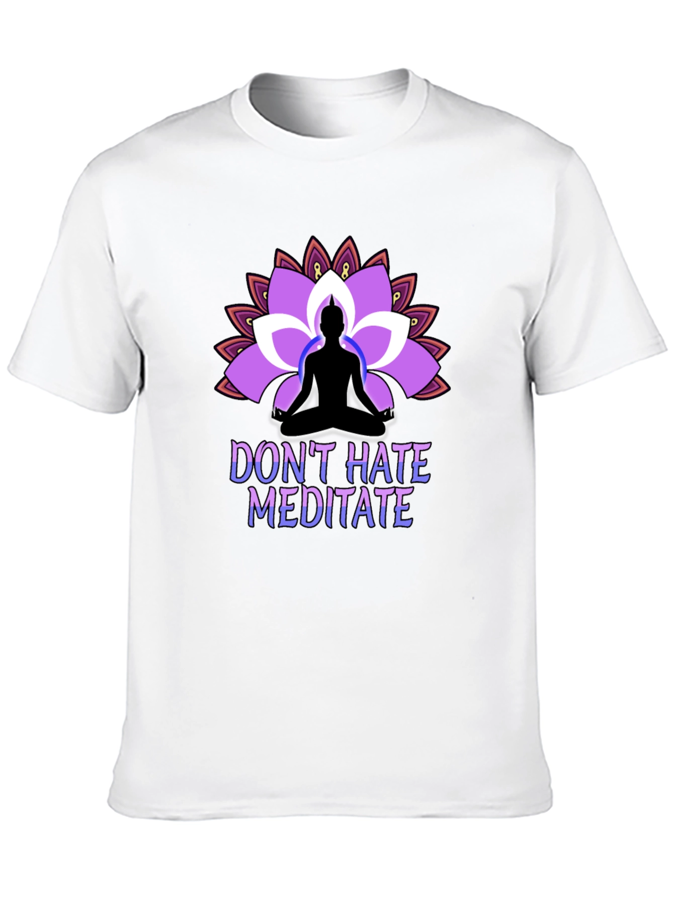 Dont Hate Meditate Black T-Shirt Lotus Design