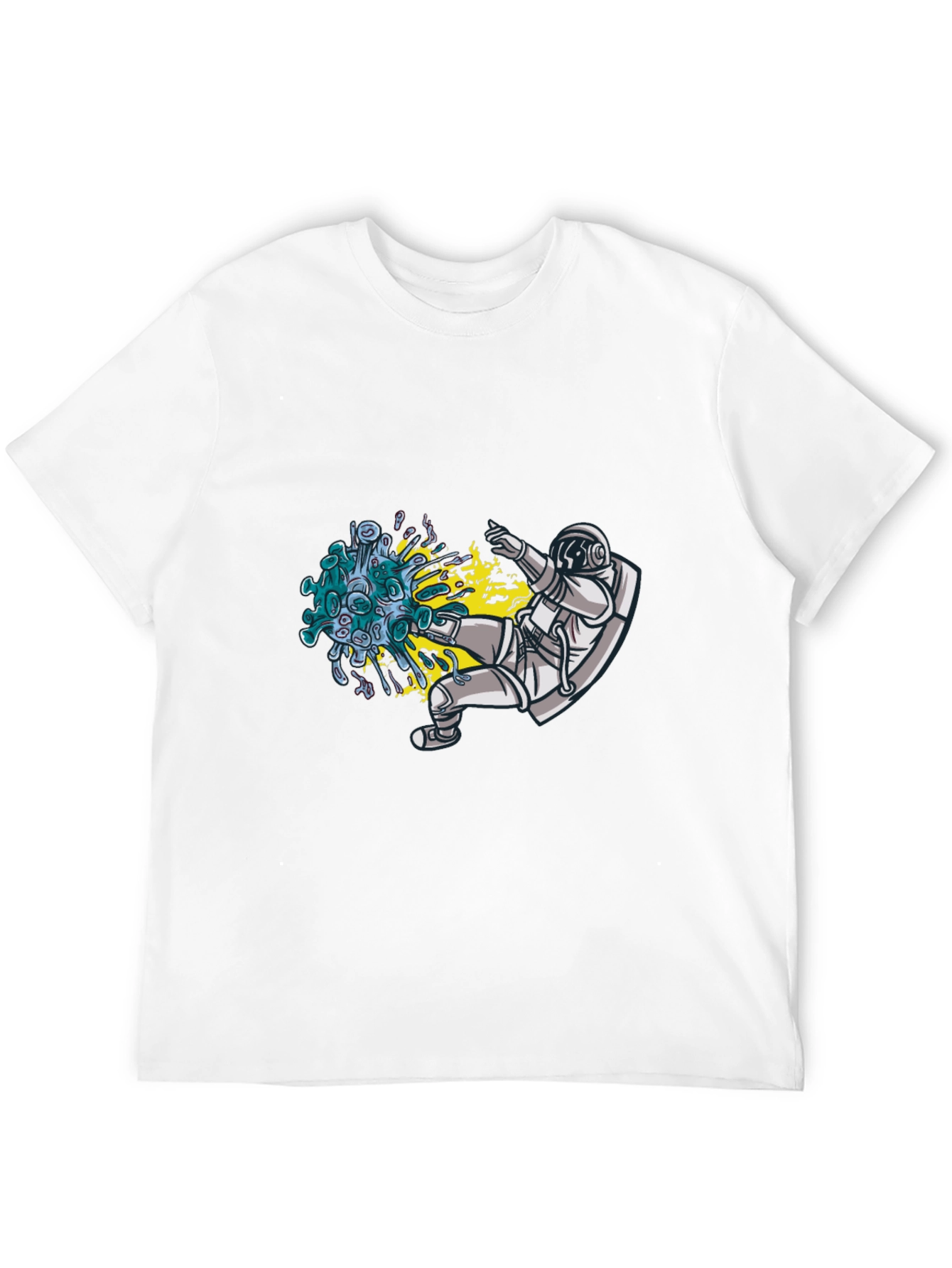 Astronaut Kicking Virus Graphic T-Shirt