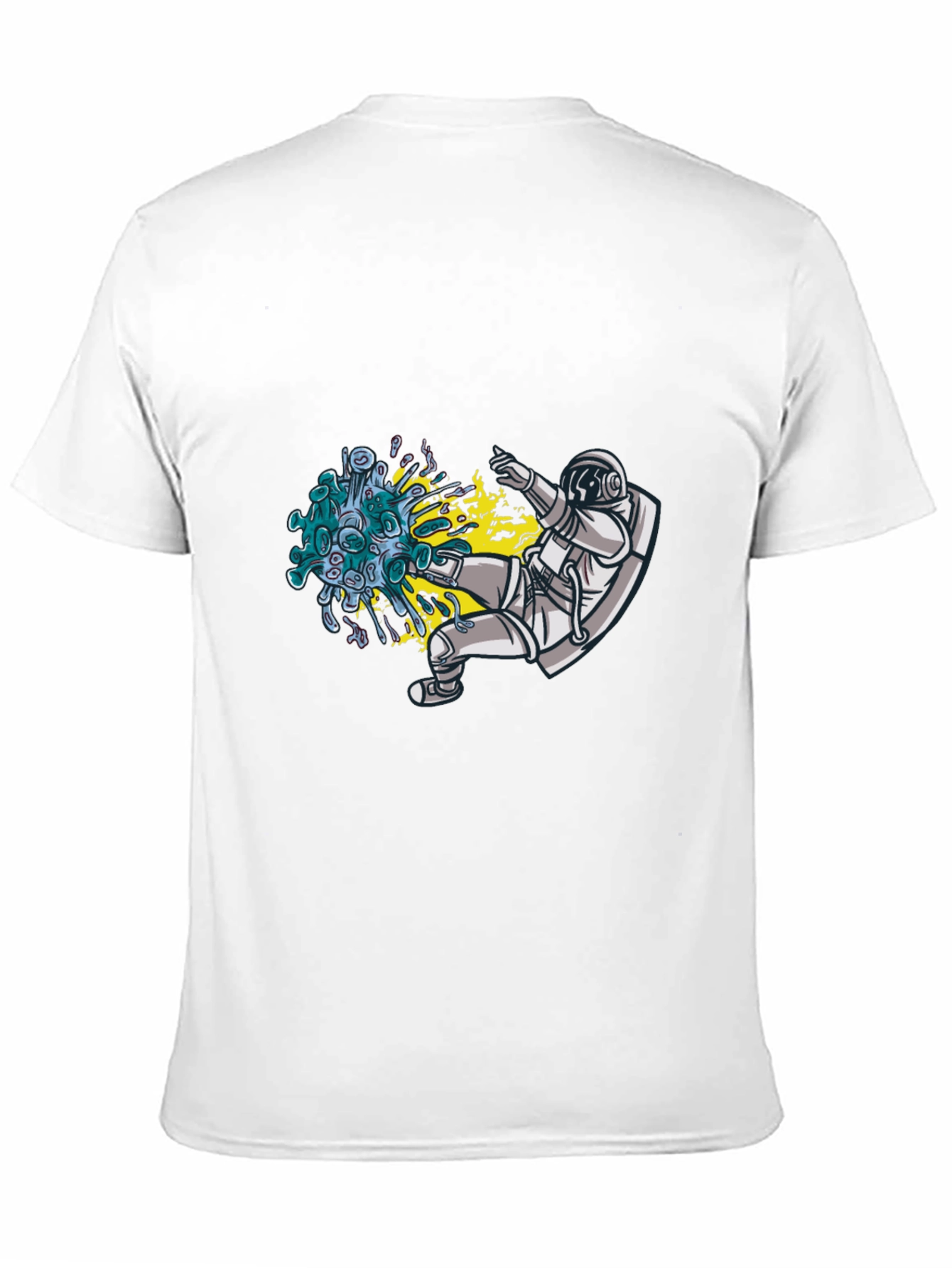 Astronaut Kicking Virus Graphic T-Shirt