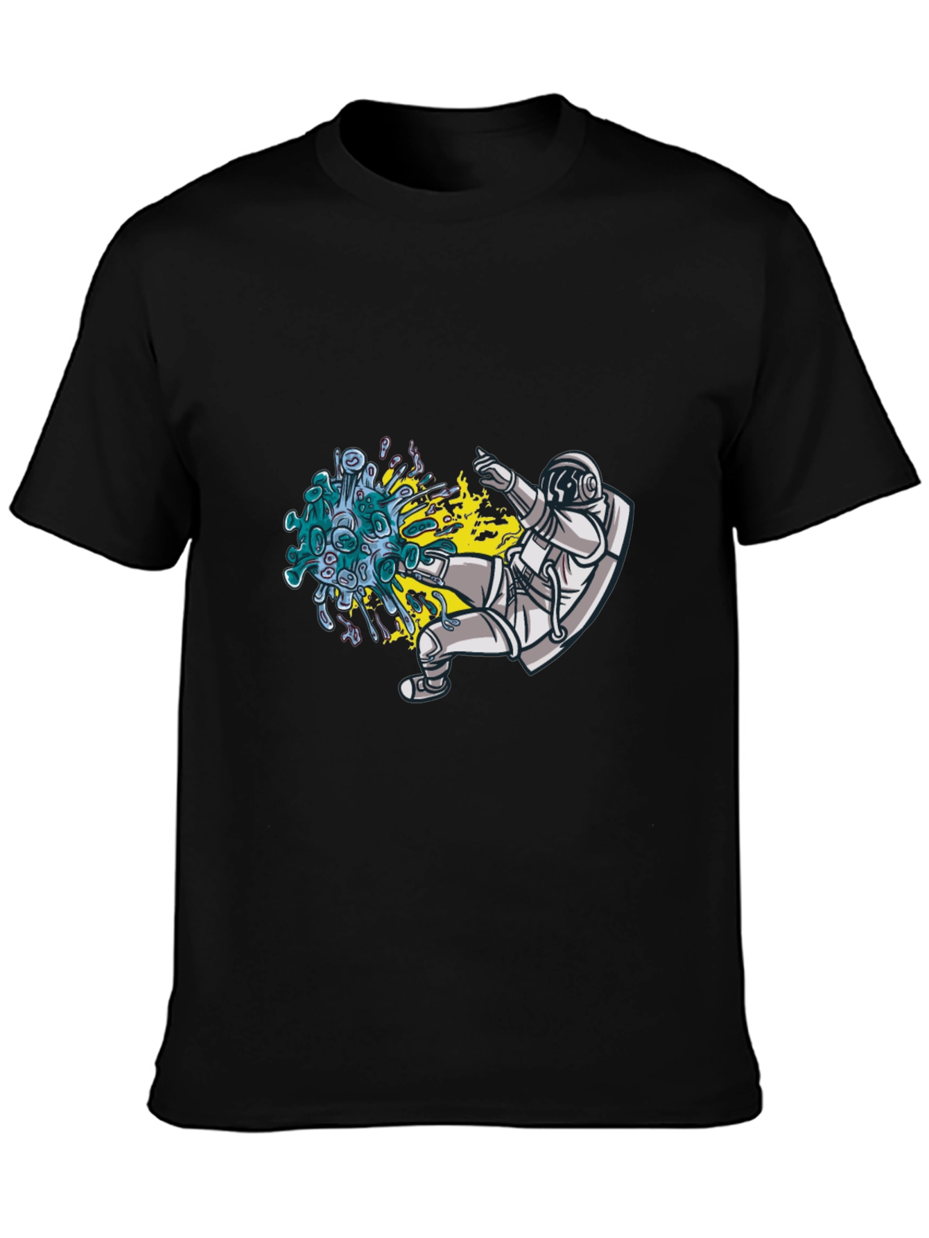 Astronaut Kicking Virus Graphic T-Shirt