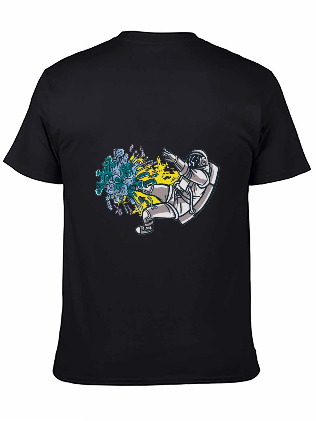 Astronaut Kicking Virus Graphic T-Shirt