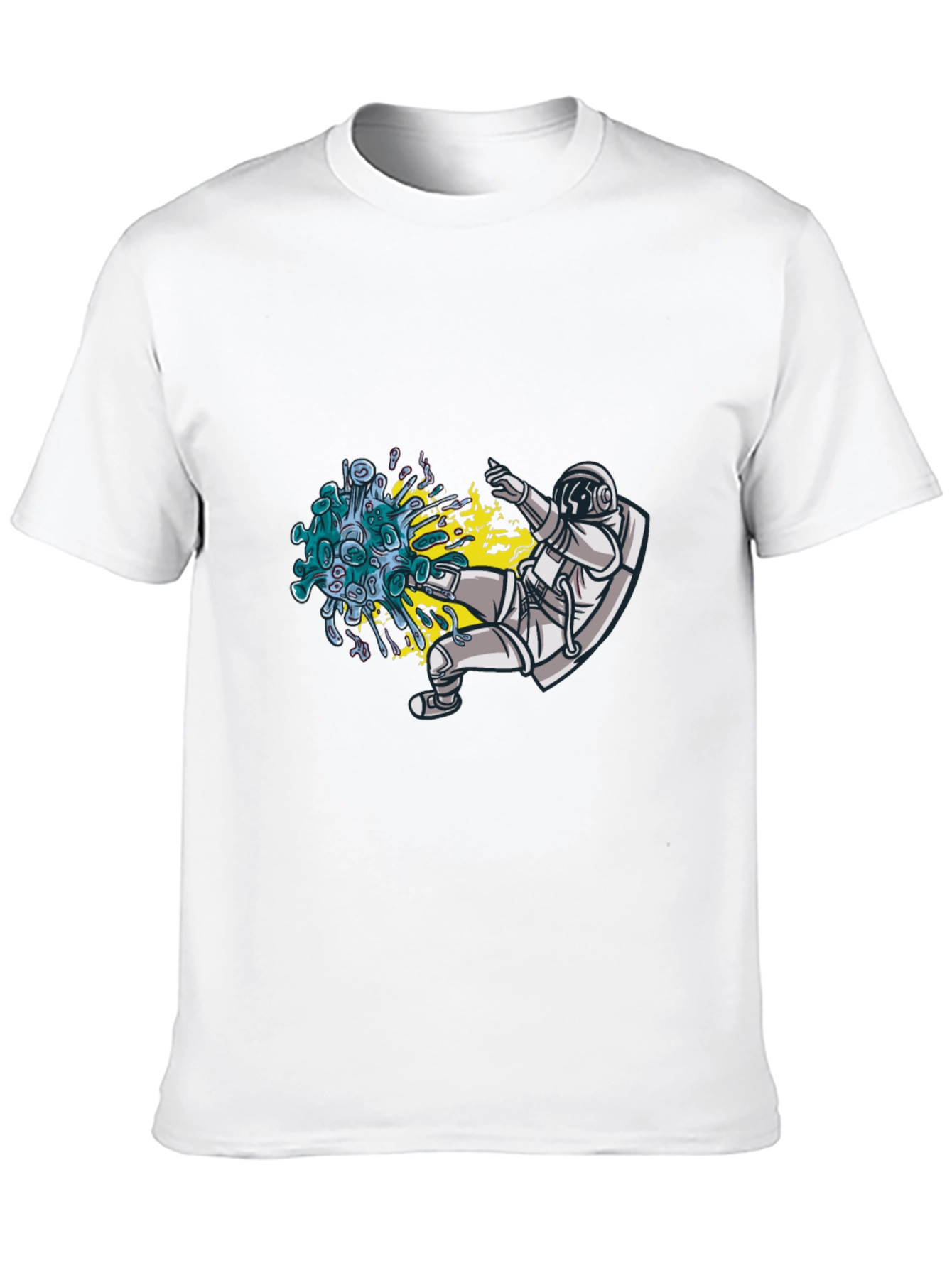 Astronaut Kicking Virus Graphic T-Shirt