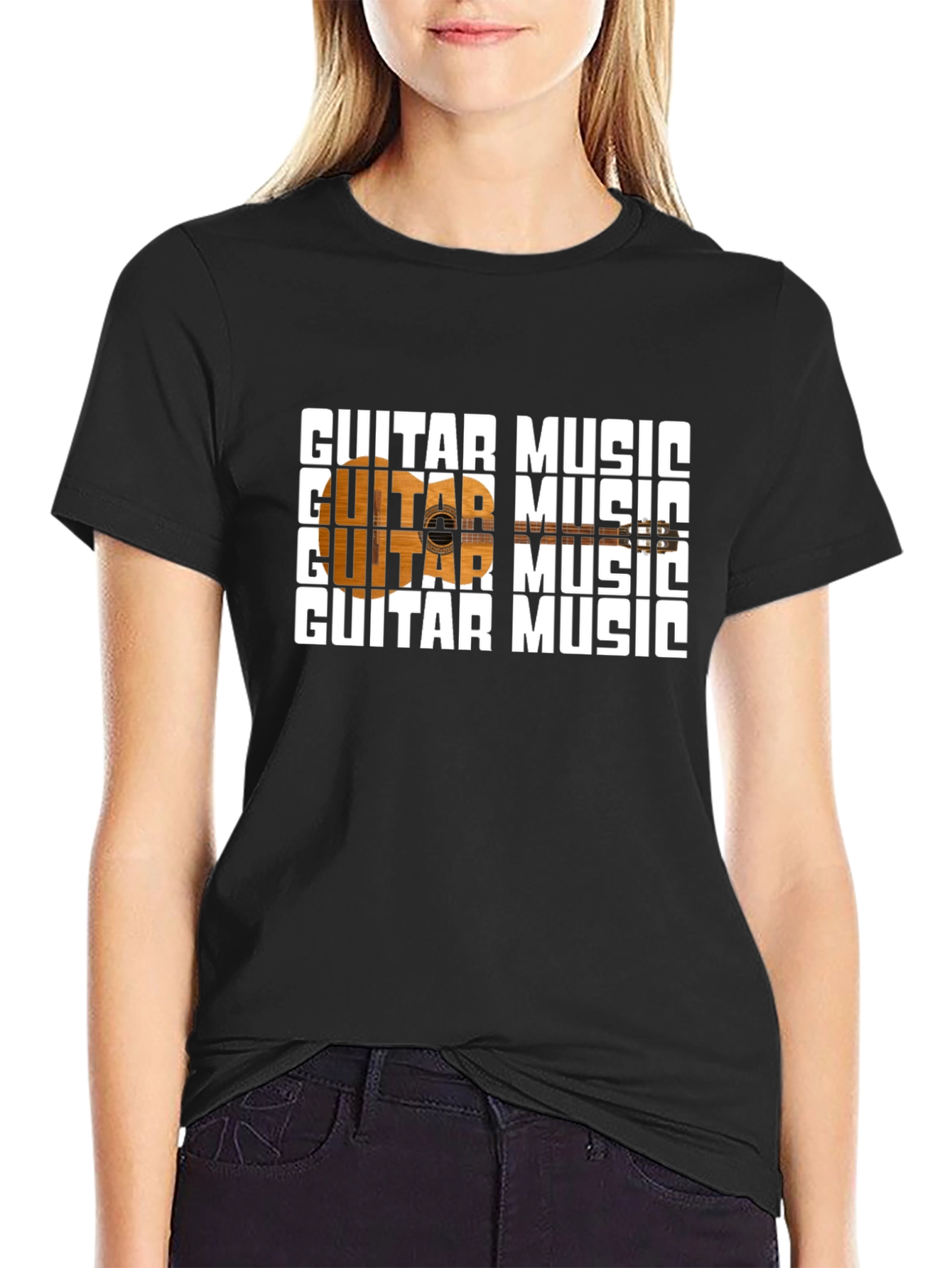 Guitar Music Graphic Black T-Shirt