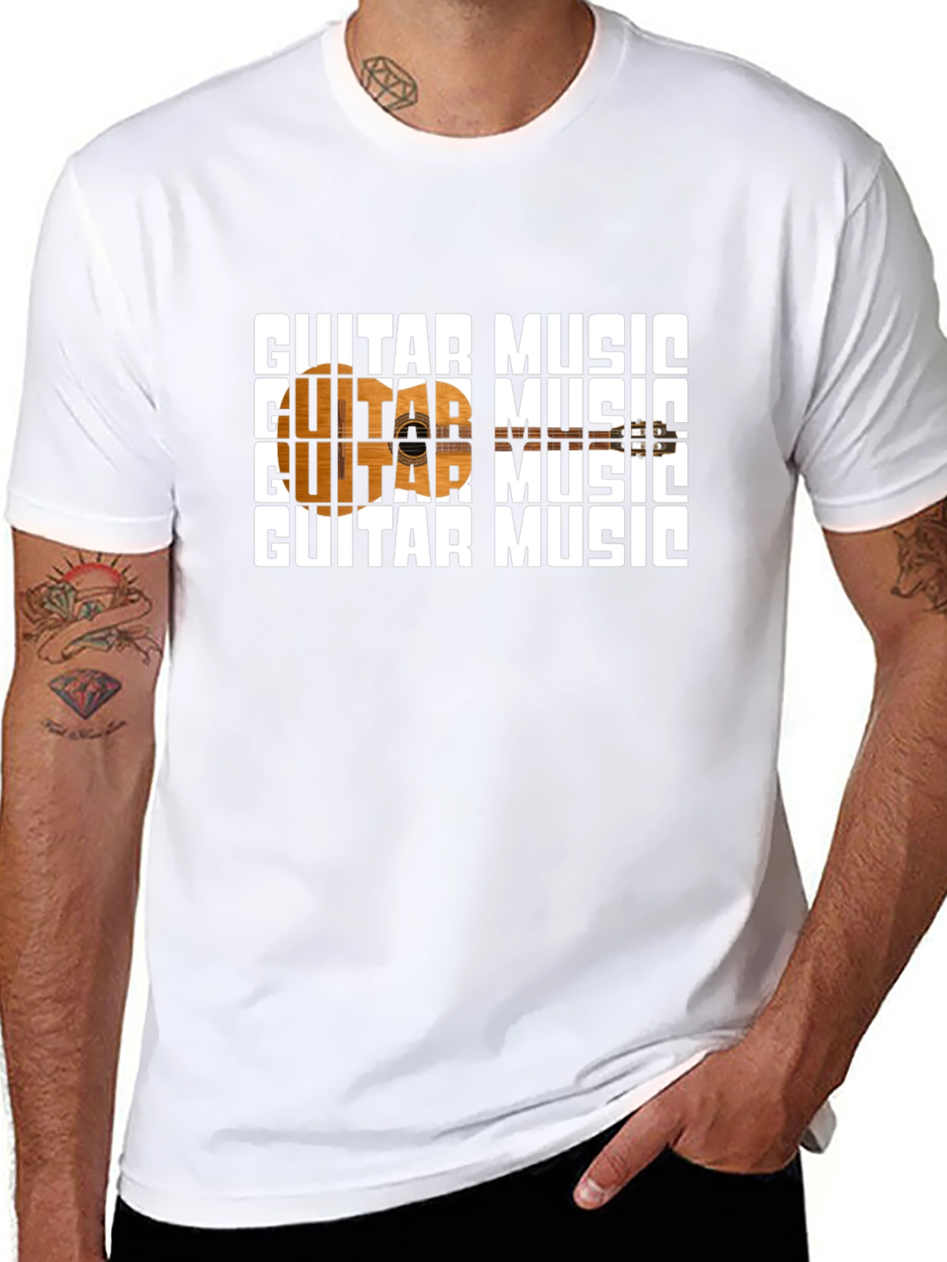Guitar Music Graphic Black T-Shirt