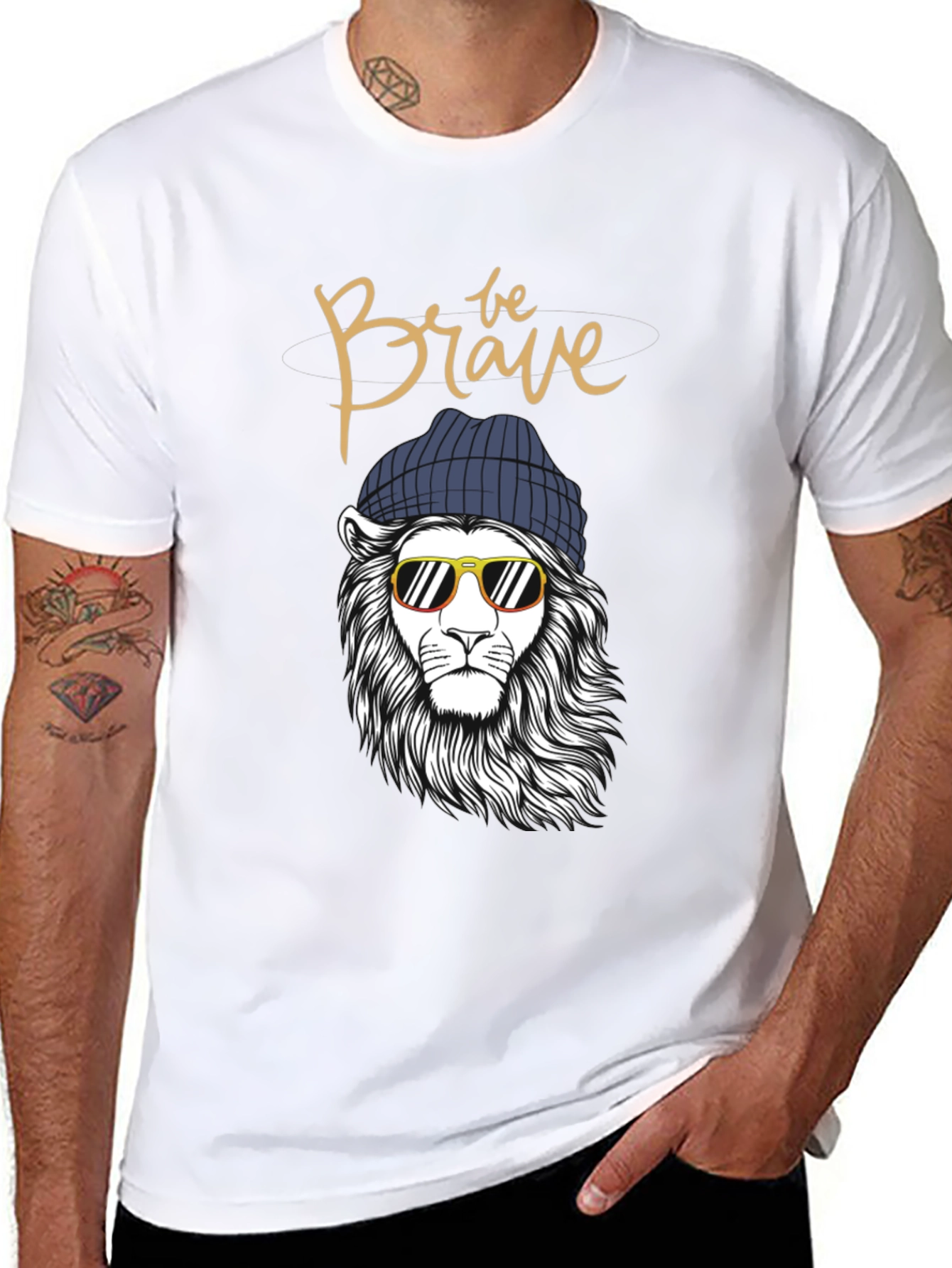 Cool Lion Beanie Graphic Tee