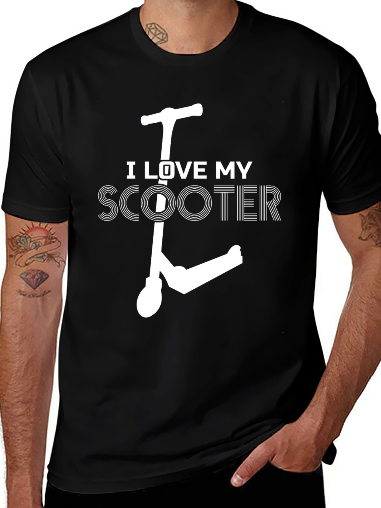 I Love My Scooter Graphic Tee - Black