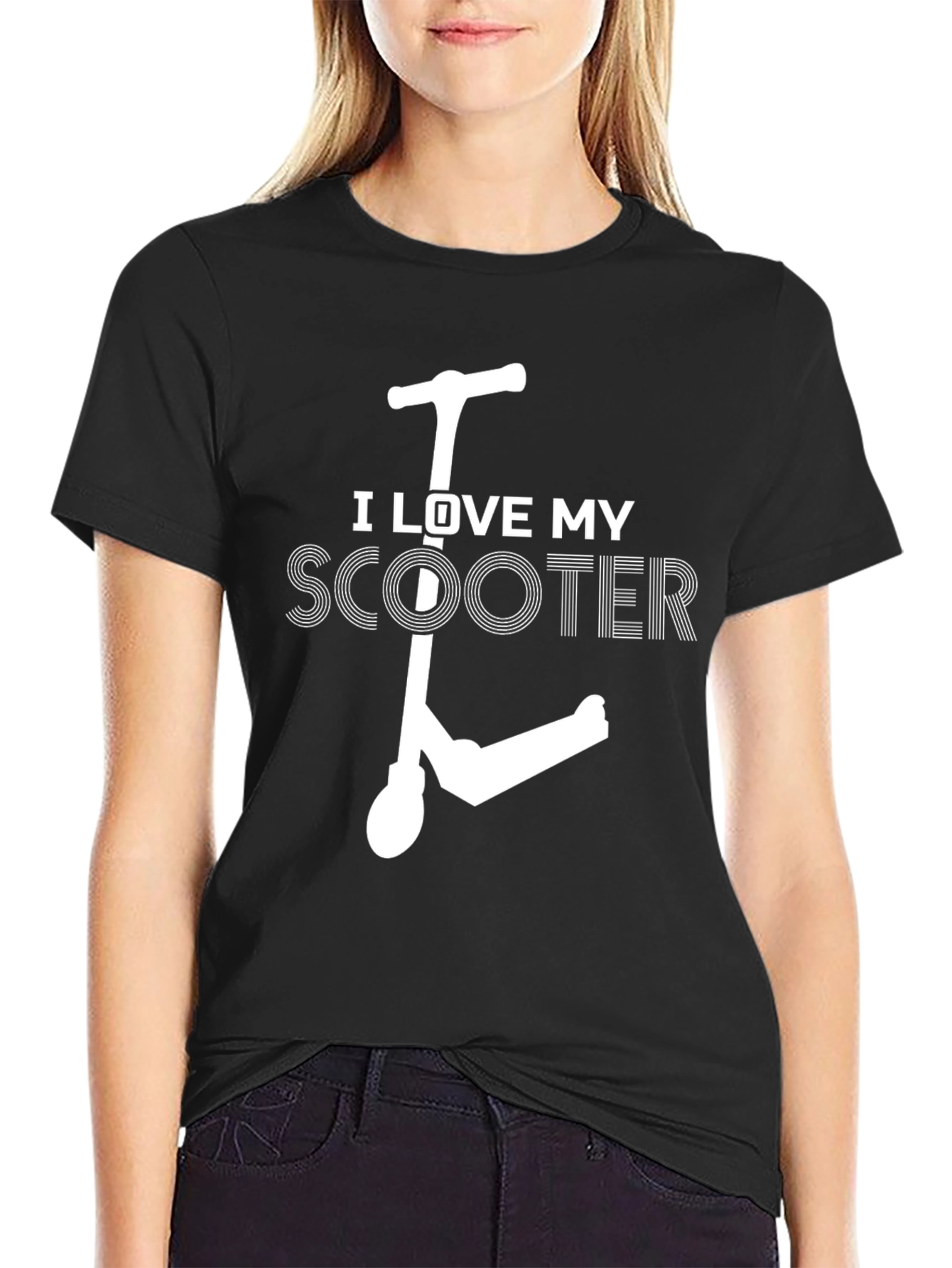 I Love My Scooter Graphic Tee - Black