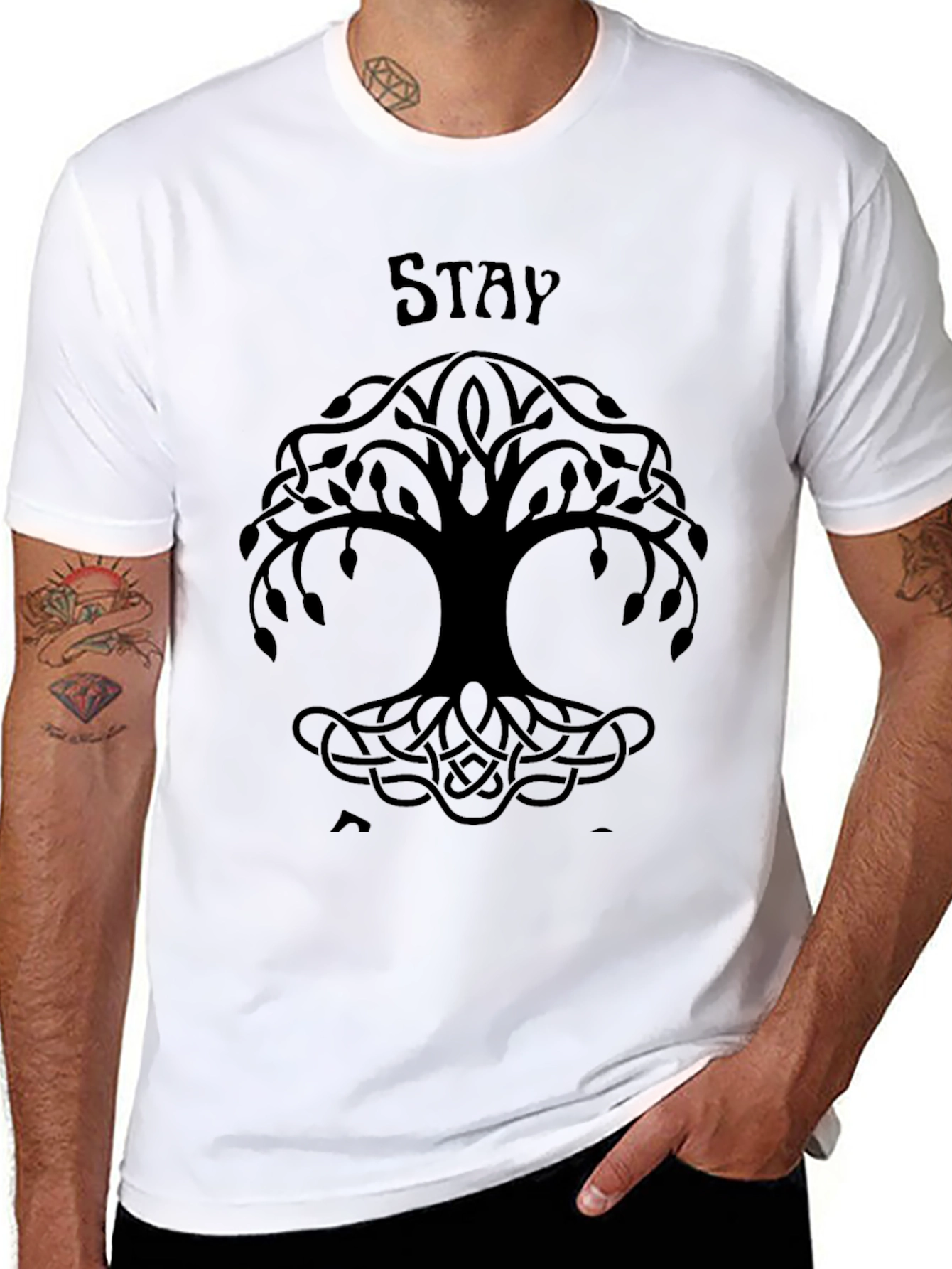 Stay Tree Graphic Black T-Shirt