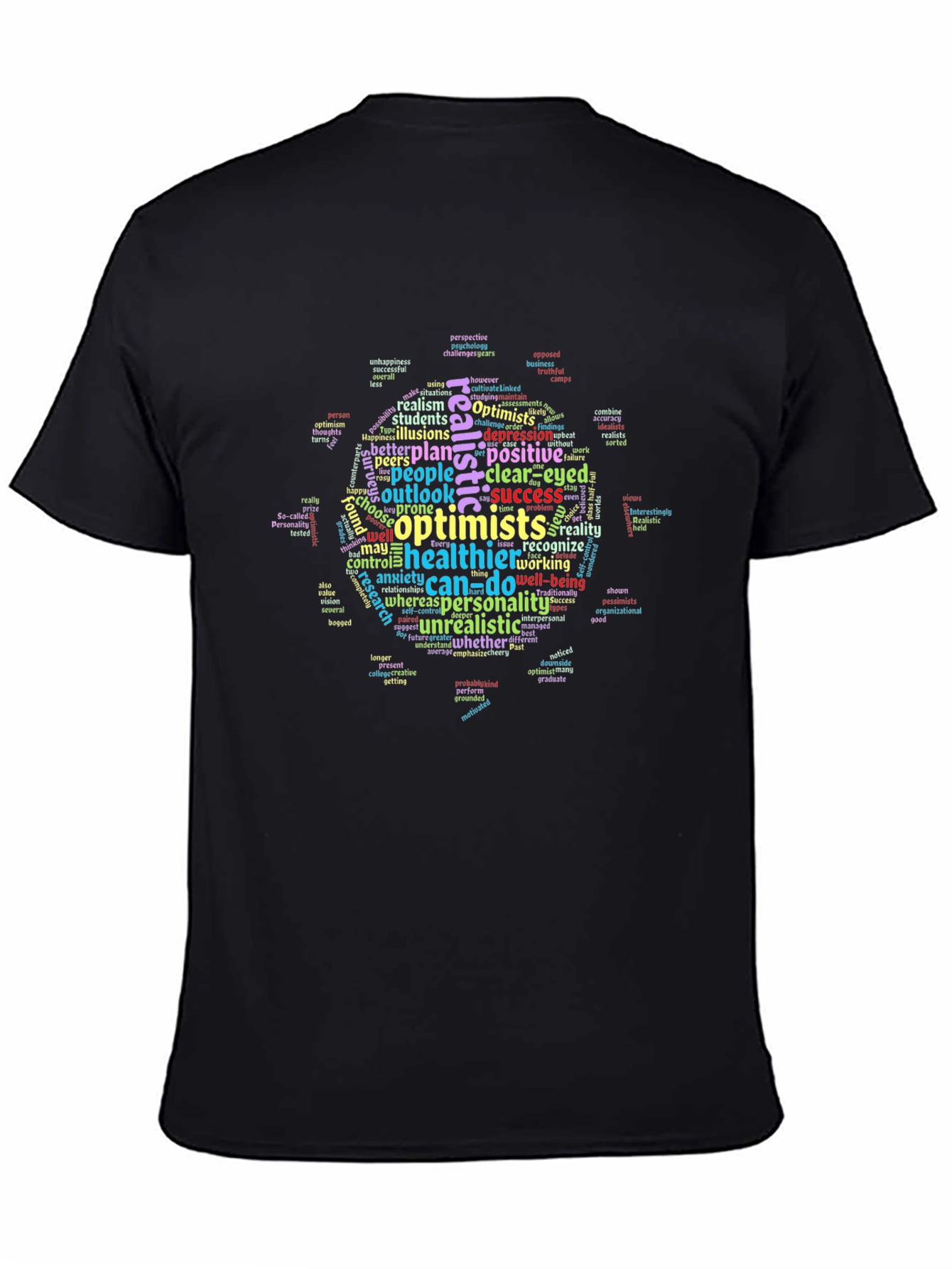 Optimistic Word Cloud Black T-Shirt