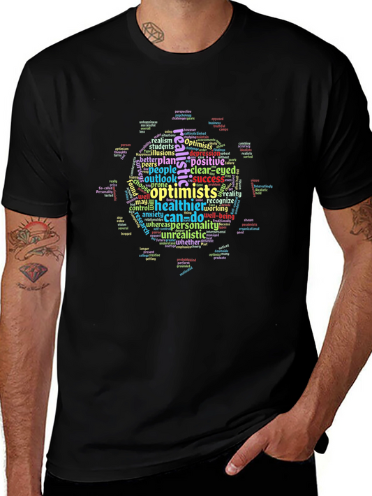 Optimistic Word Cloud Black T-Shirt