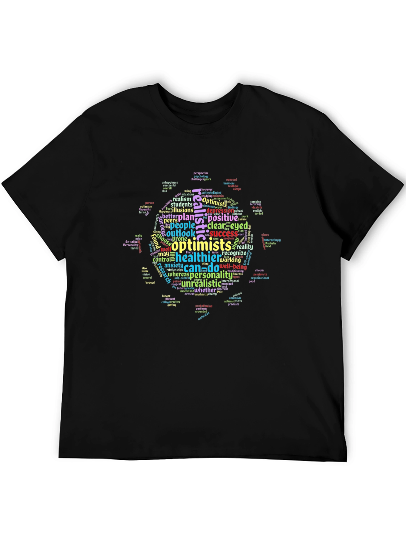 Optimistic Word Cloud Black T-Shirt