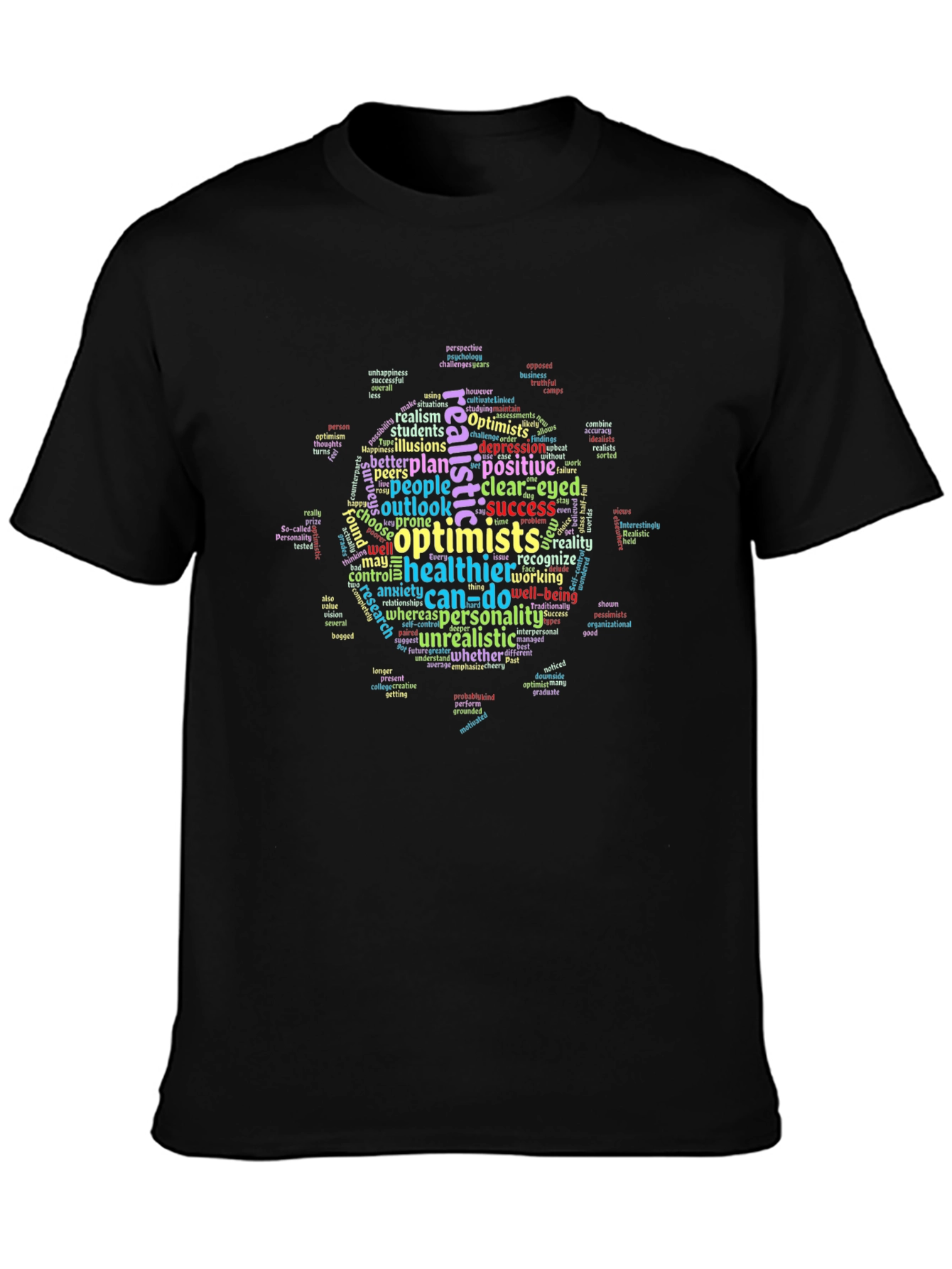Optimistic Word Cloud Black T-Shirt