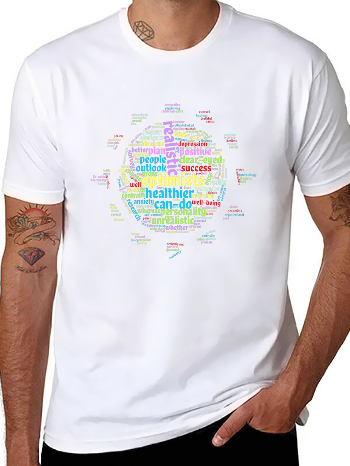 Optimistic Word Cloud Black T-Shirt