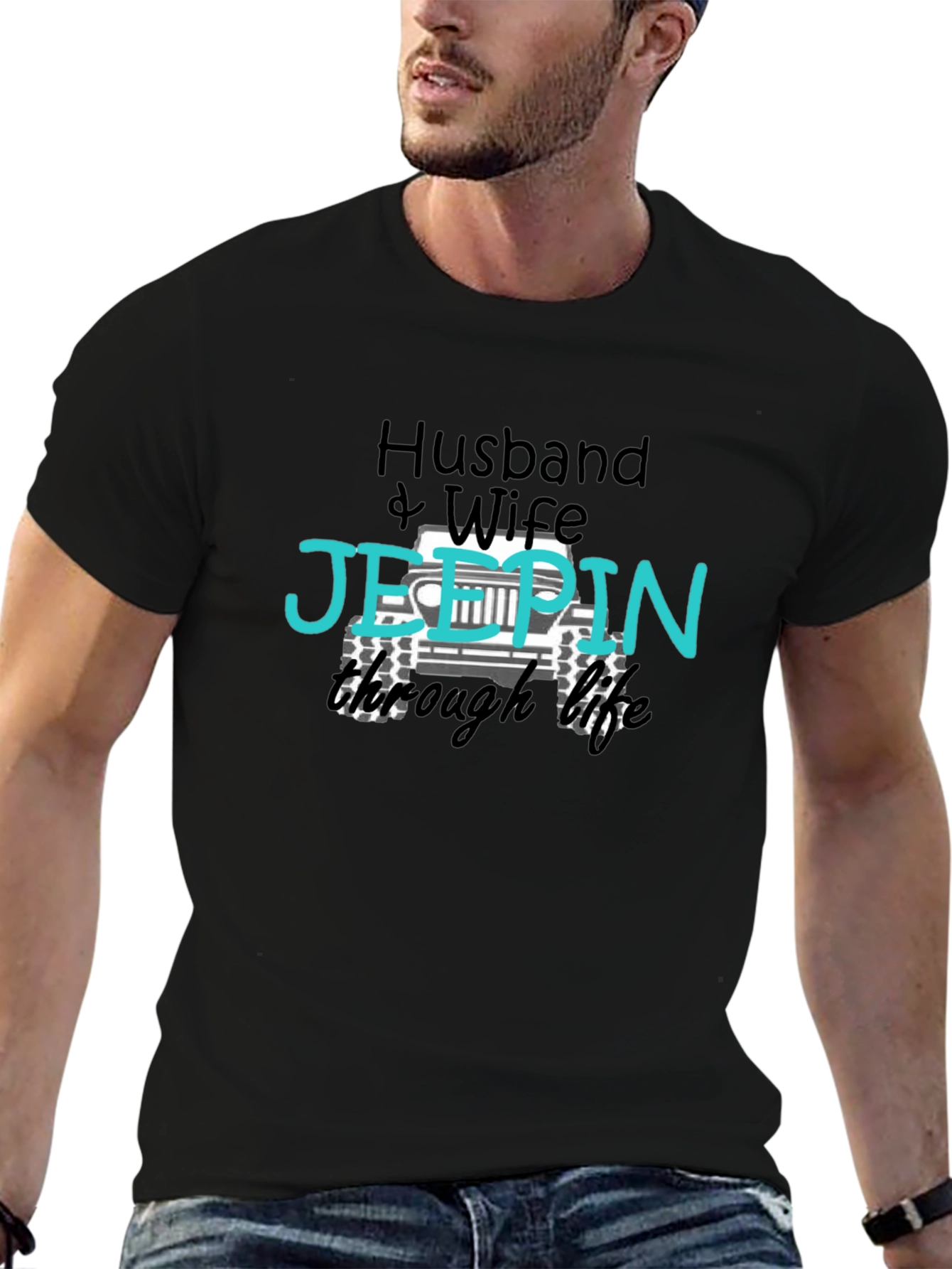 Husband & Wife Jeepin Through Life T-Shirt