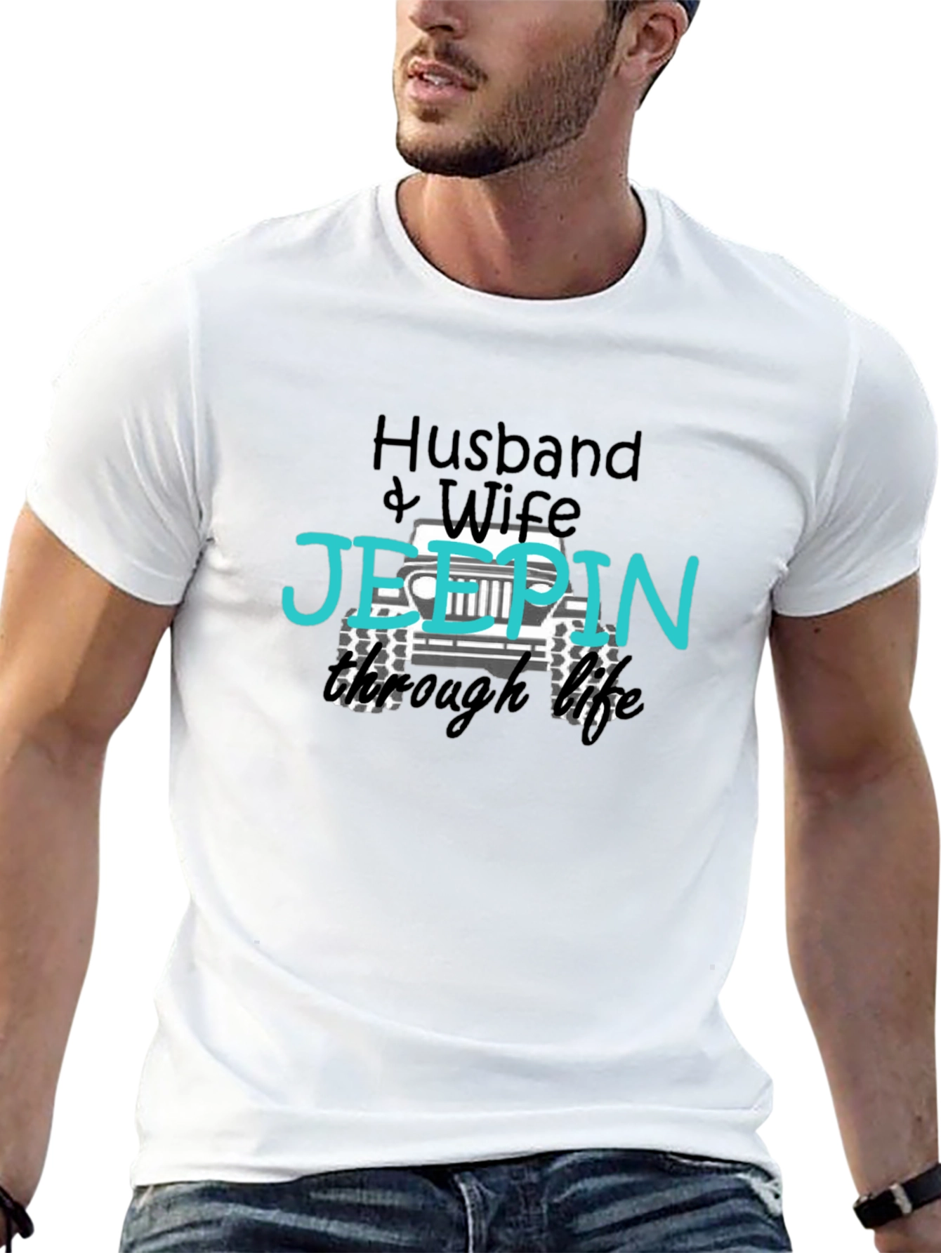Husband & Wife Jeepin Through Life T-Shirt