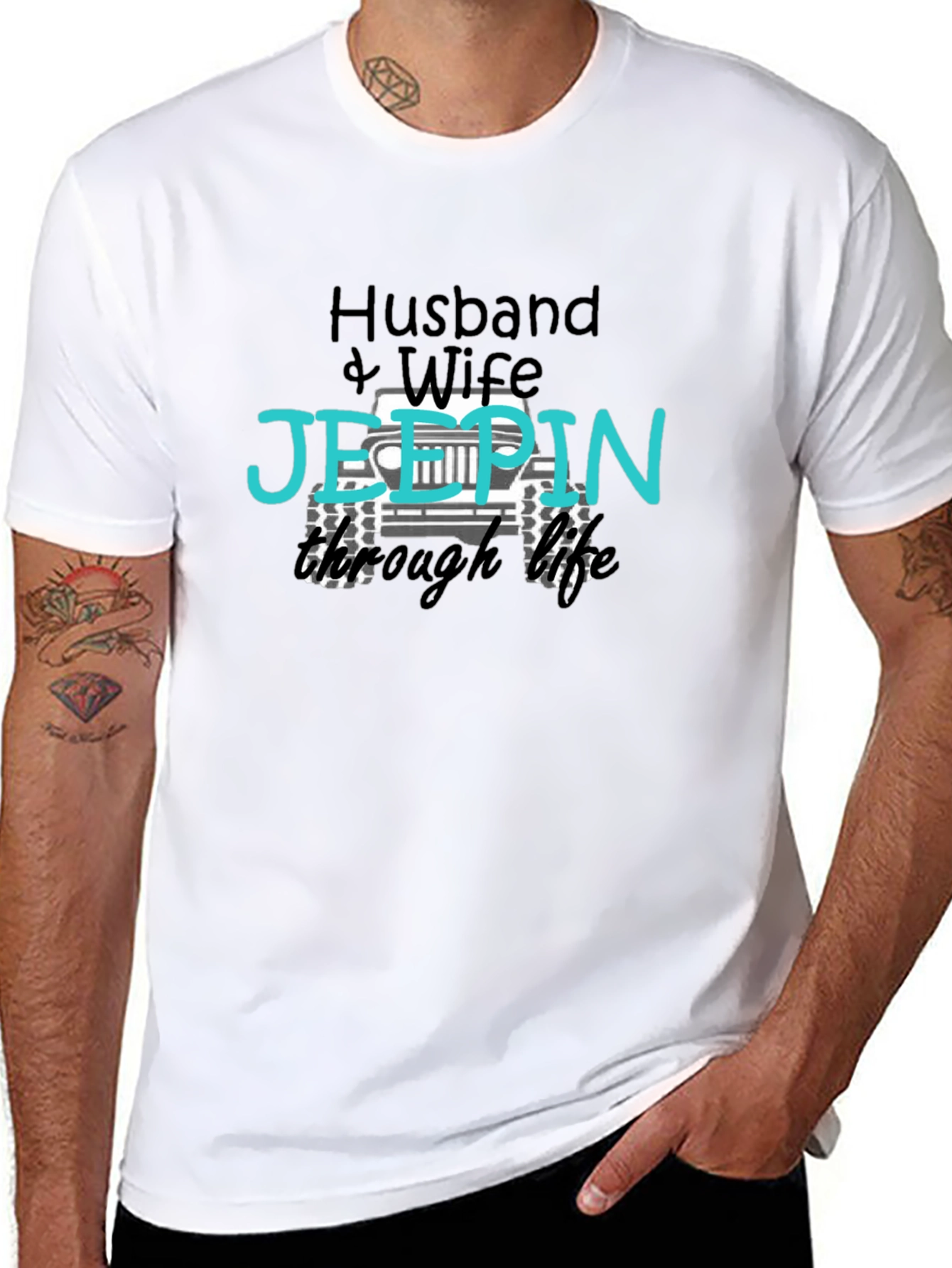 Husband & Wife Jeepin Through Life T-Shirt