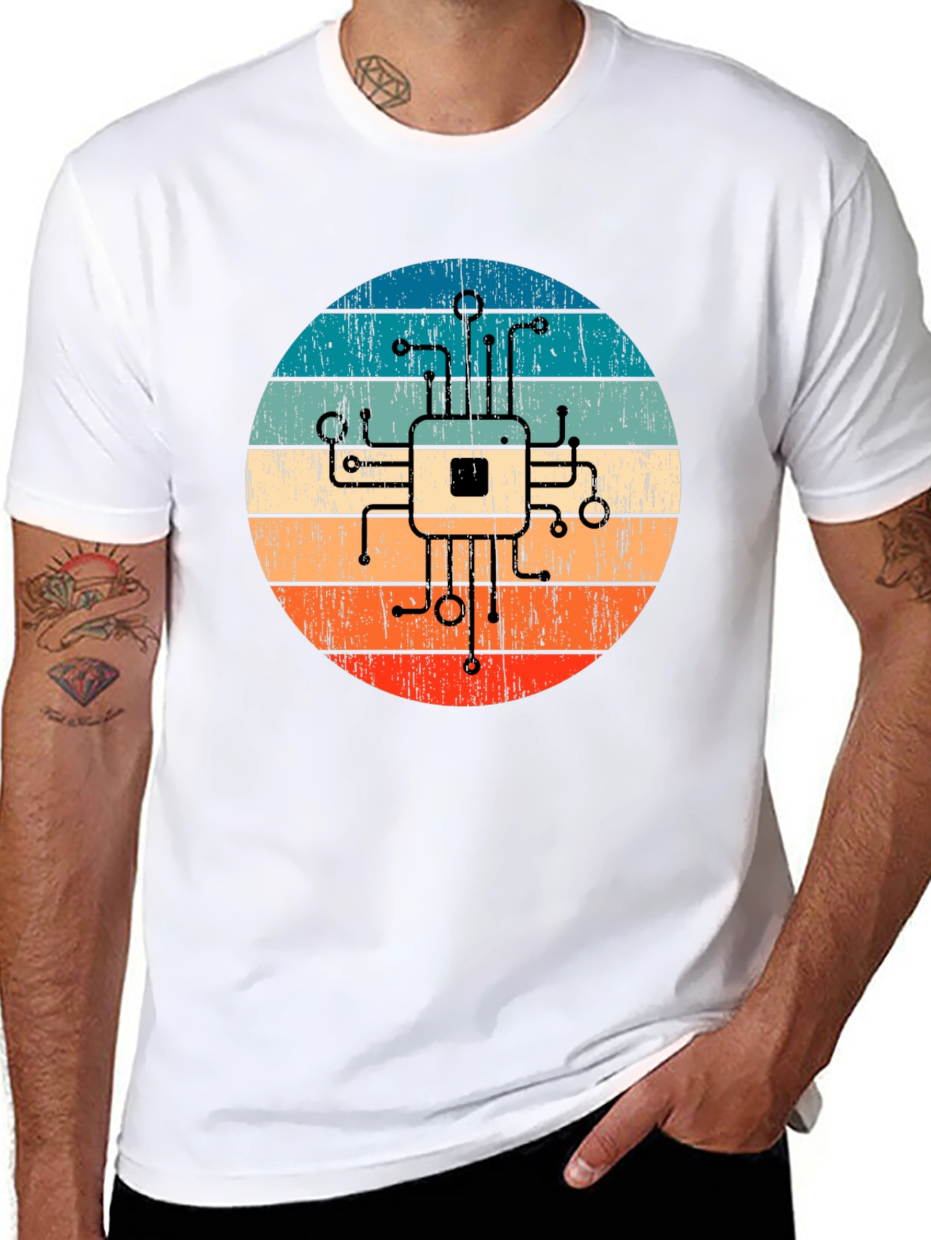 Retro Circuit Board Graphic Tee - Geek Chic Style