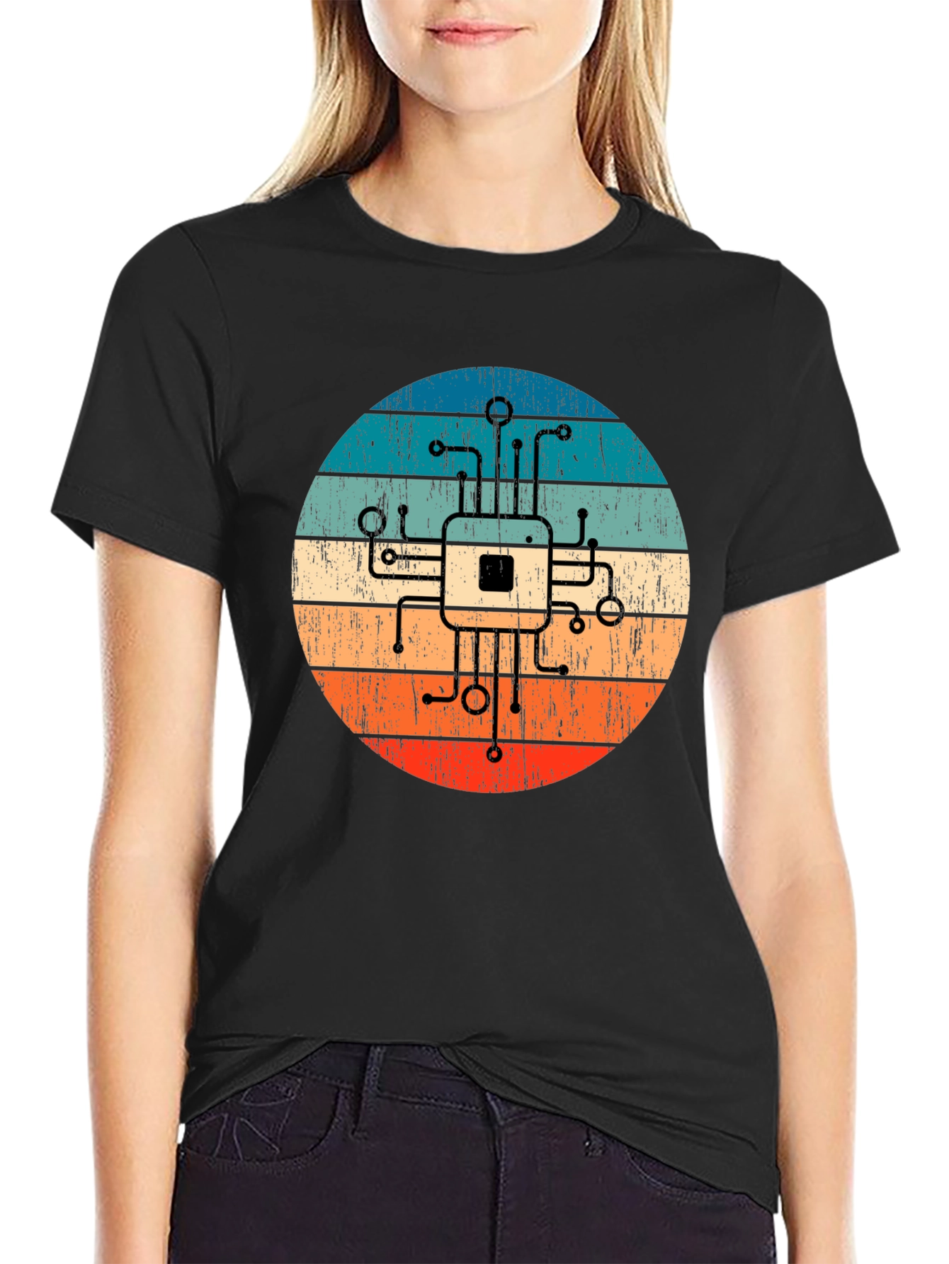Retro Circuit Board Graphic Tee - Geek Chic Style